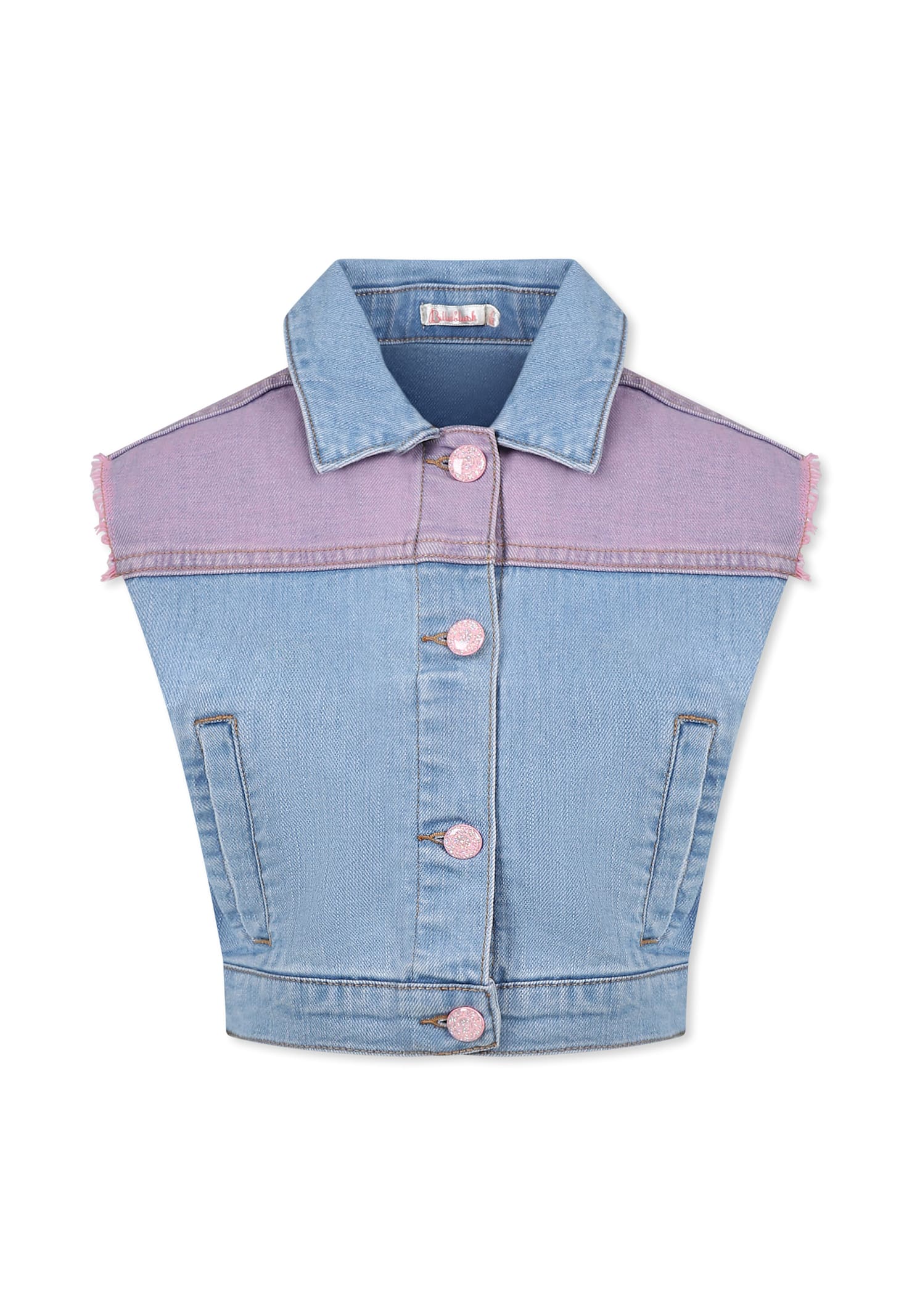 Billieblush Denim Vest For Girl With Writing In Denim