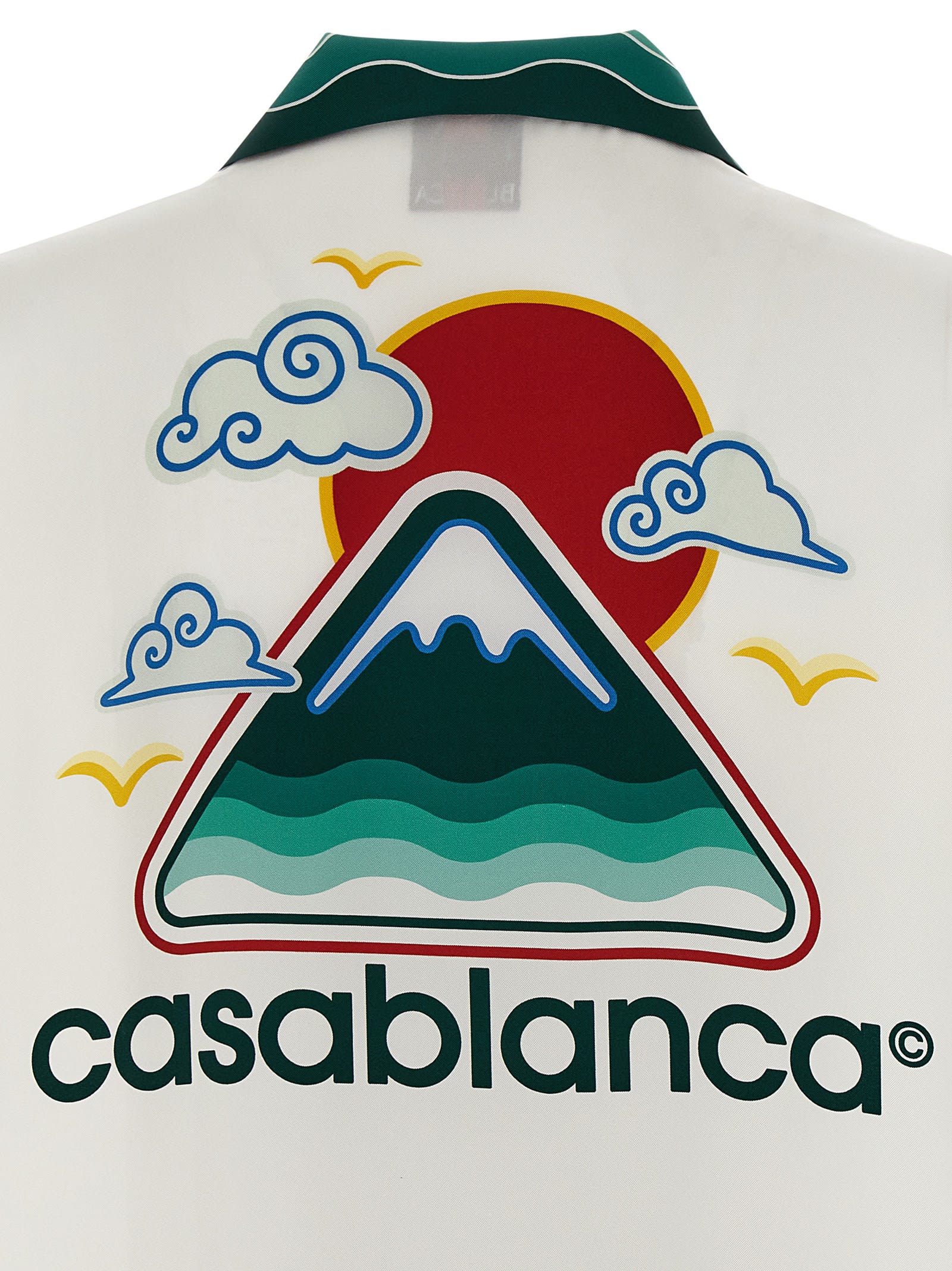 Casablanca Convertible-collar Printed Silk-twill Shirt In White