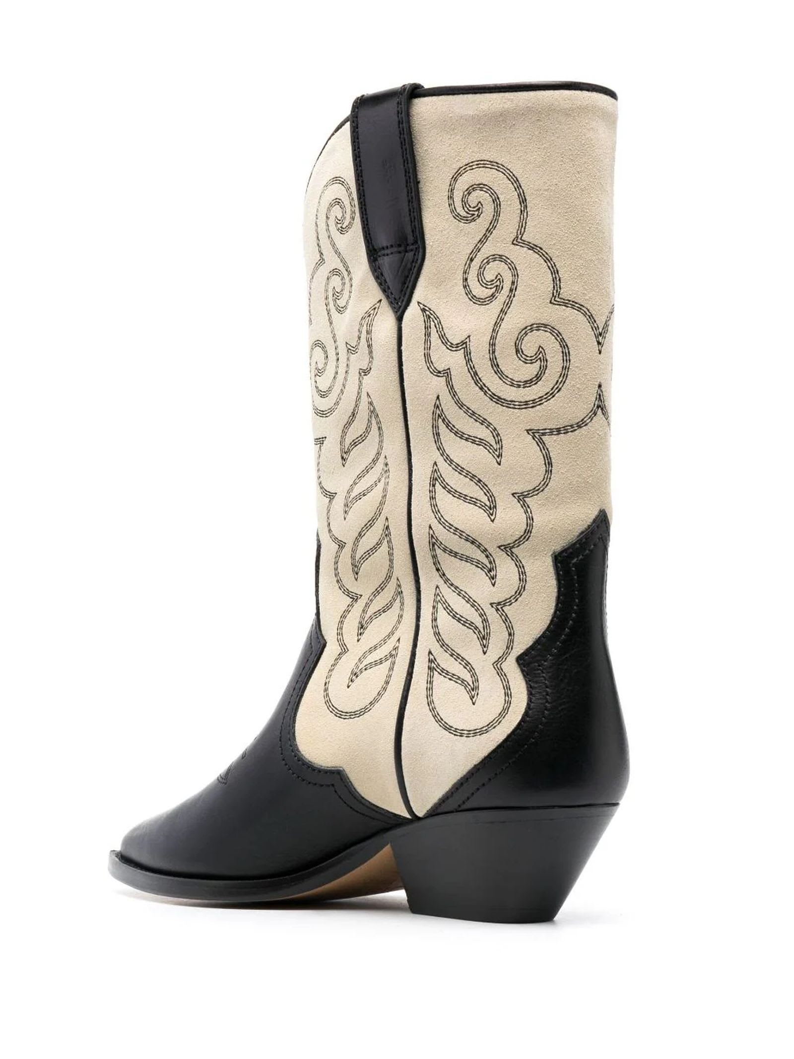 Shop Isabel Marant Black And Beige Suede Western Boots