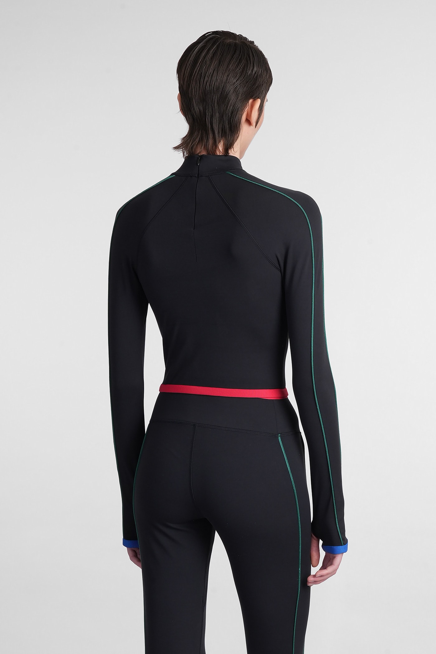 Casablanca Stripe Long-sleeve Cropped Activewear Top