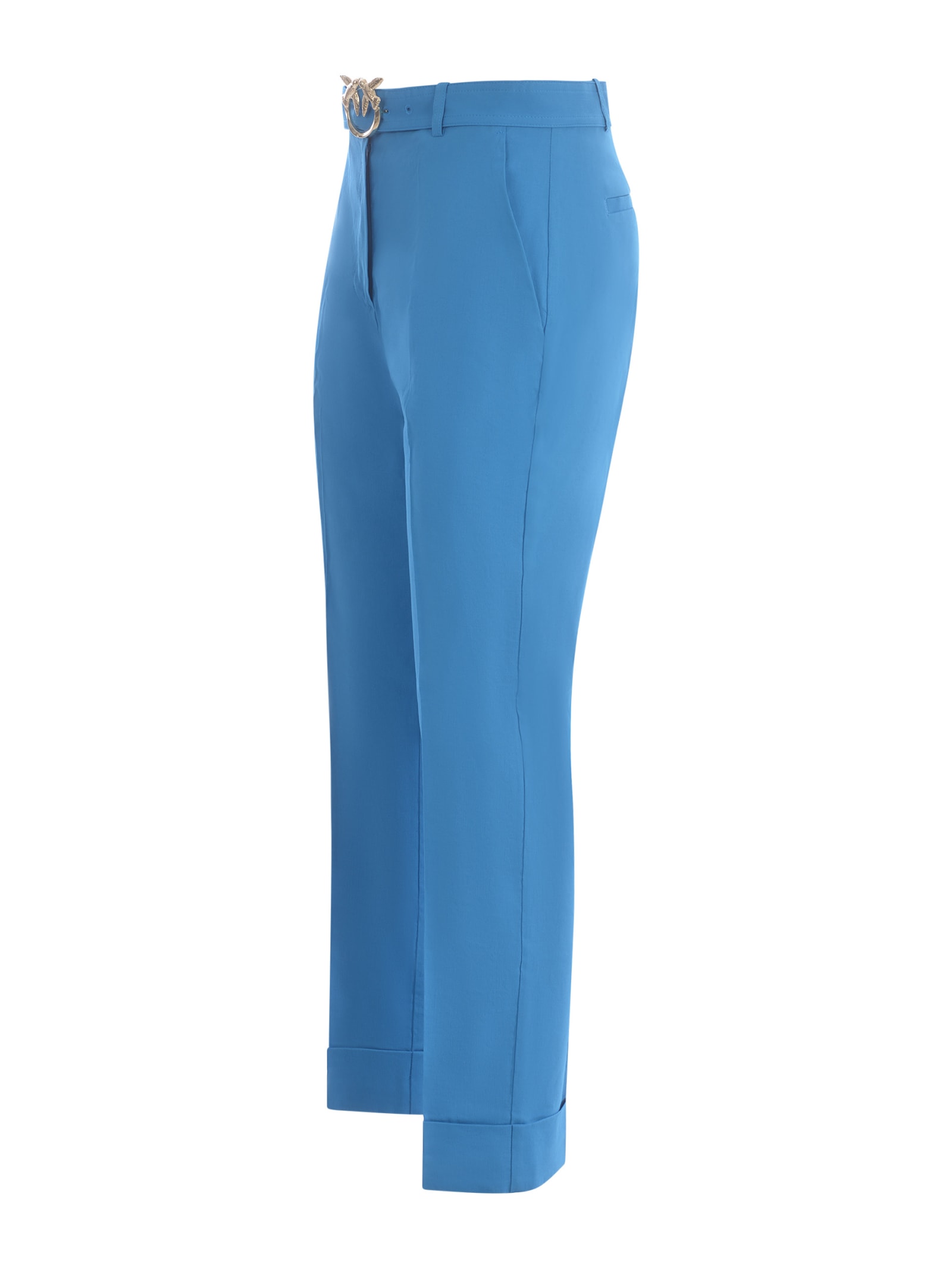 Shop Pinko Trousers  Plaza In Stretch Linen In Clear Blue
