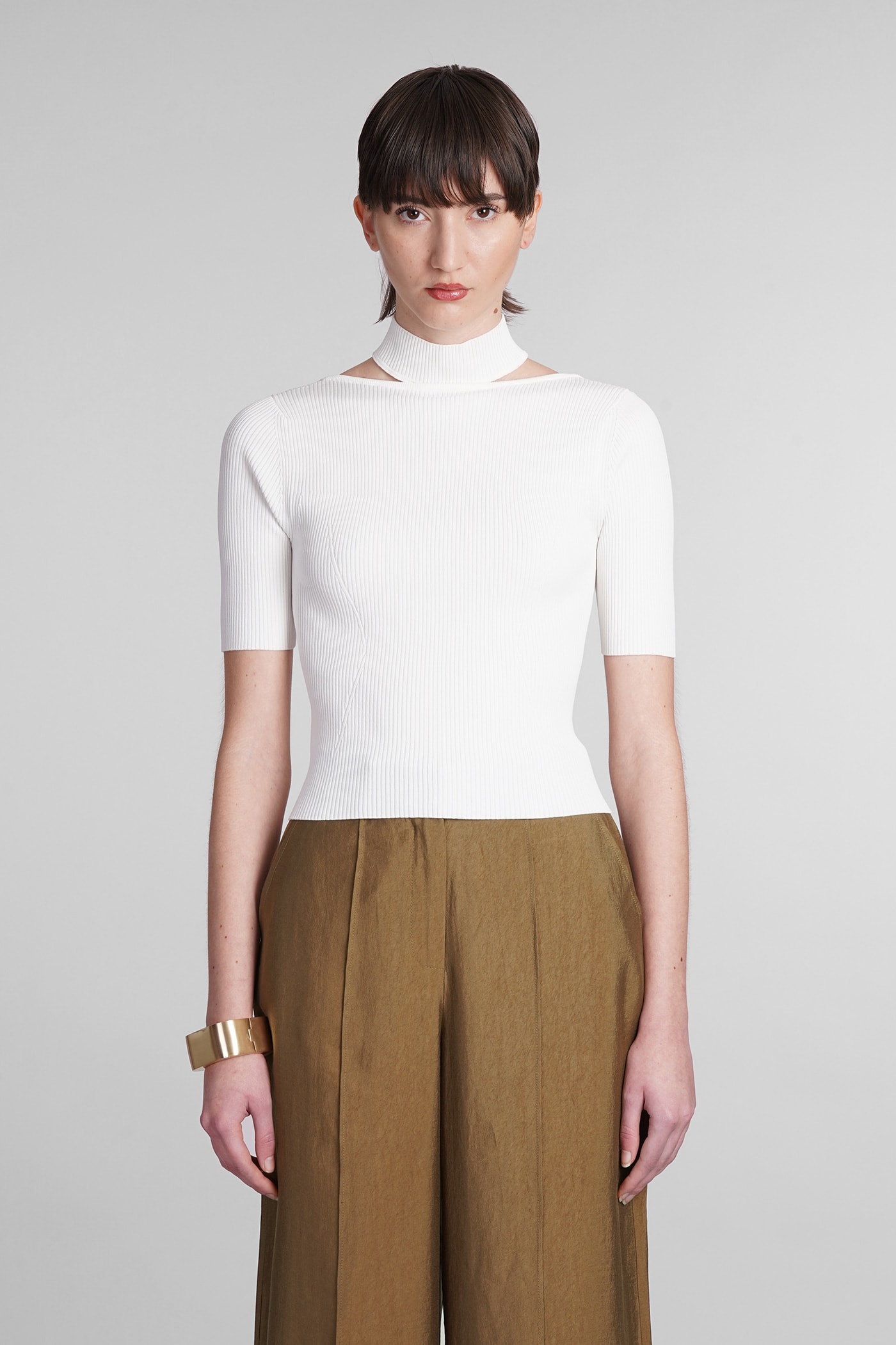 Shop Cult Gaia Brianna Knitwear In White Viscose In Beige