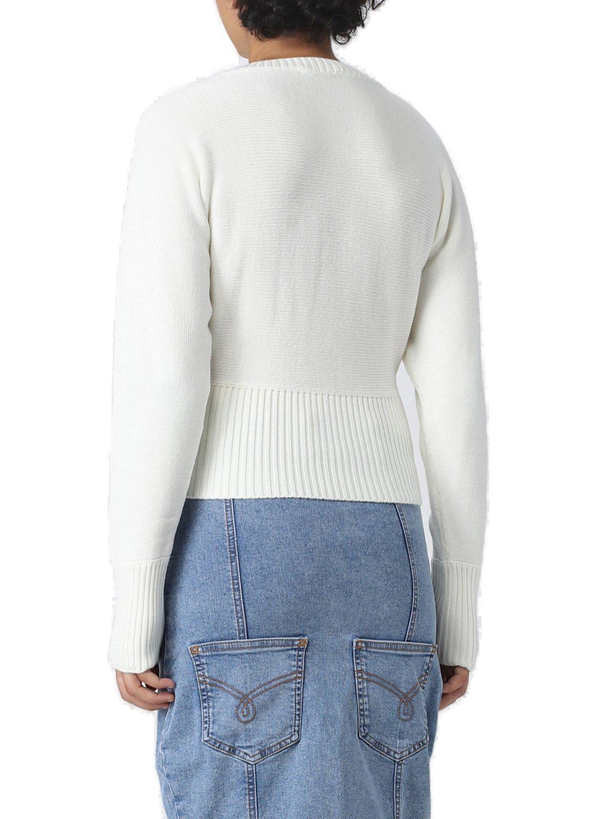 Shop M05ch1n0 Jeans Jeans Embellished Cropped Sweatshirt