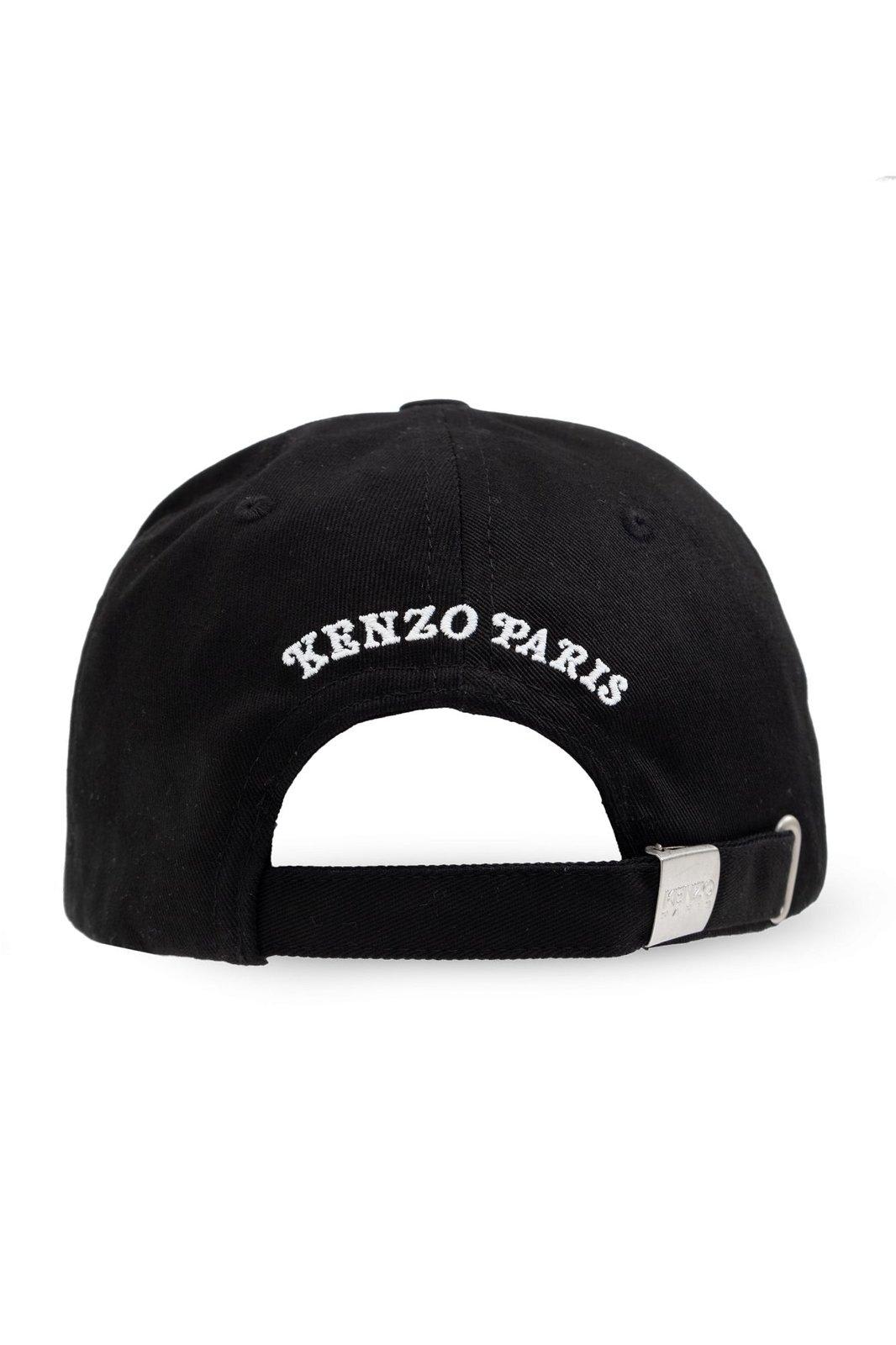 Kenzo Tiger Embroidered Curved Peak Cap In Nero