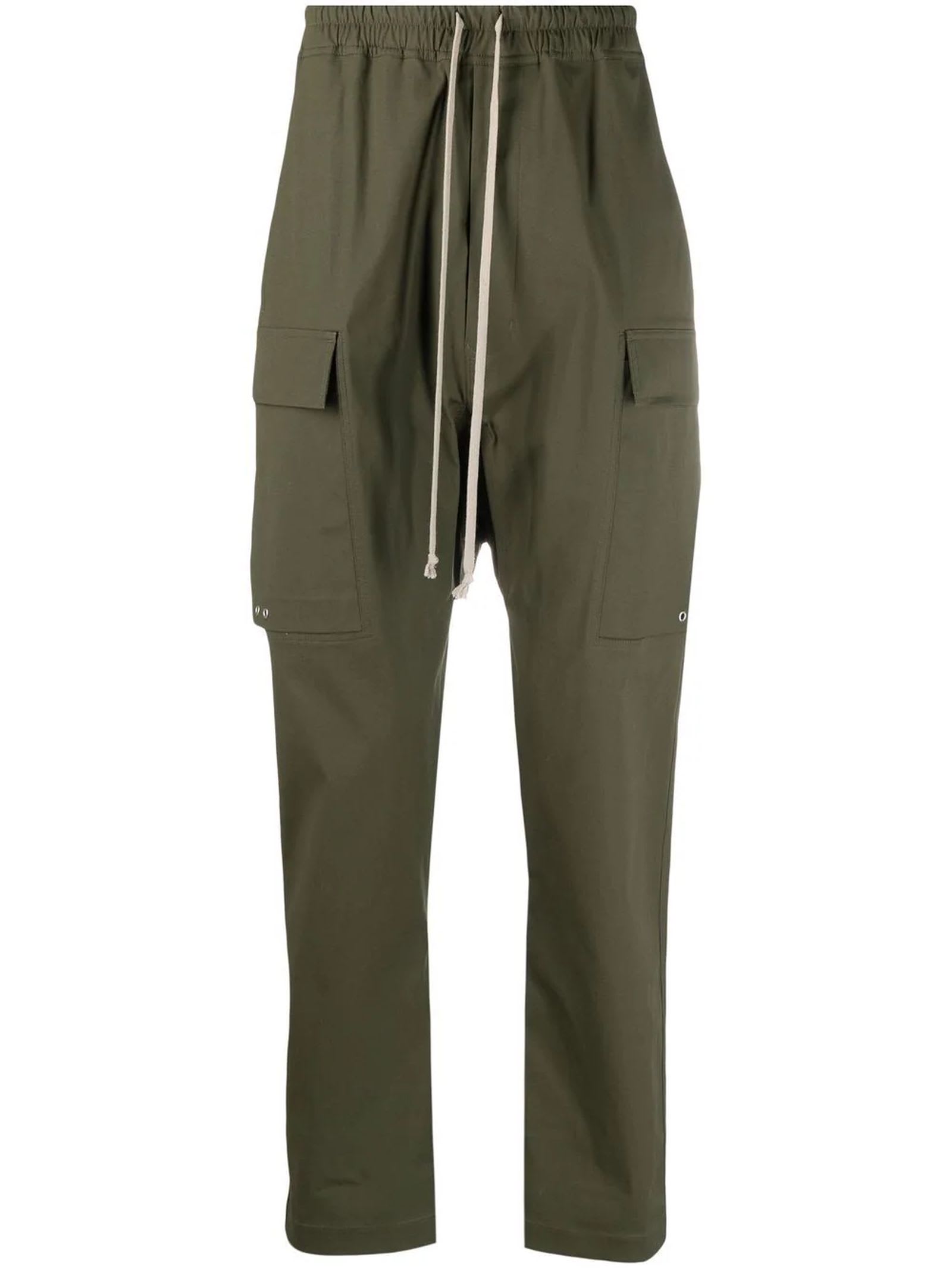 Rick Owens Green Stretch Cotton Trousers