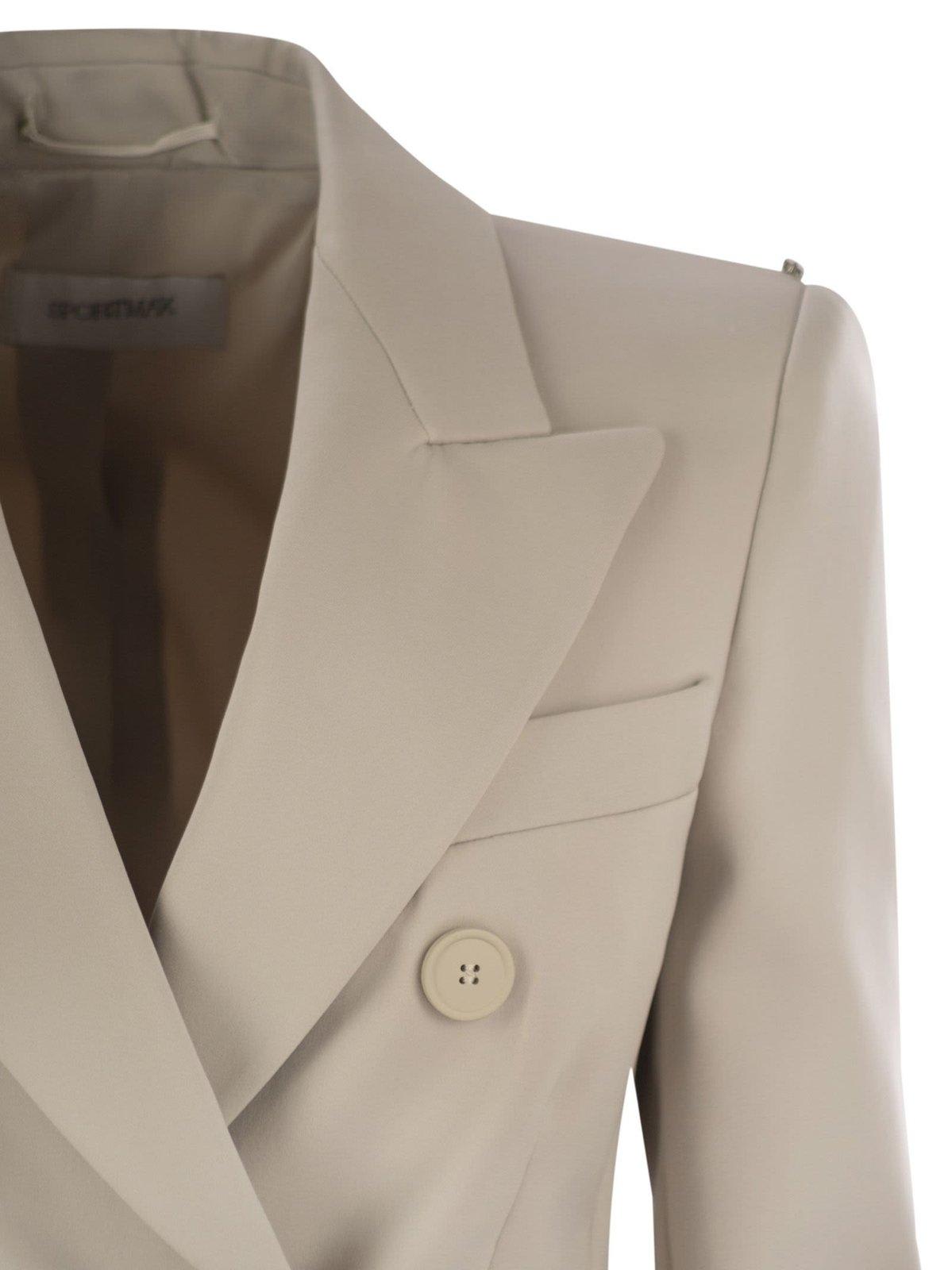 Sportmax Frizzo Double-breasted Blazer In Beige