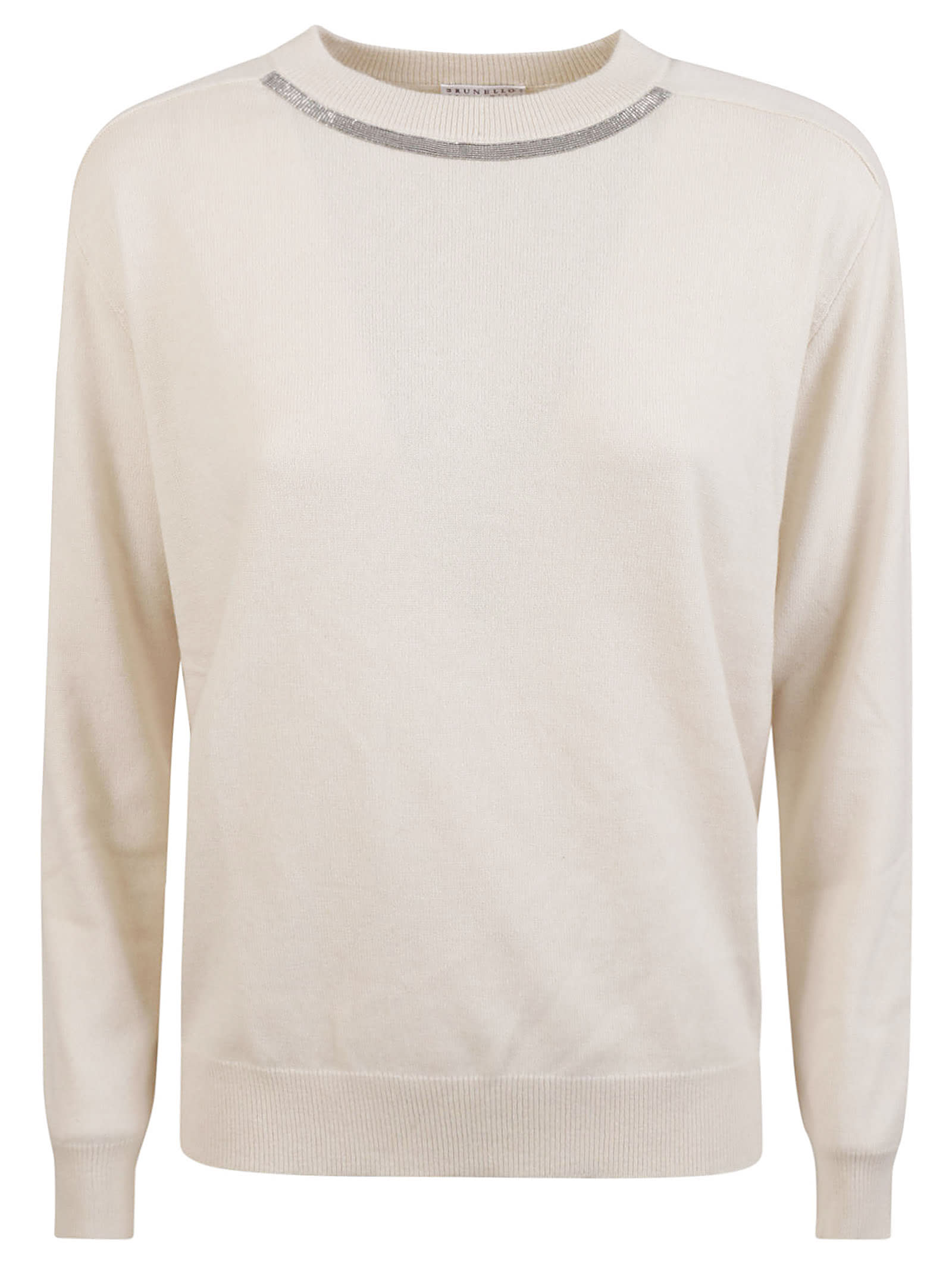 Shop Brunello Cucinelli Embellished Ribbed Sweater In Panama