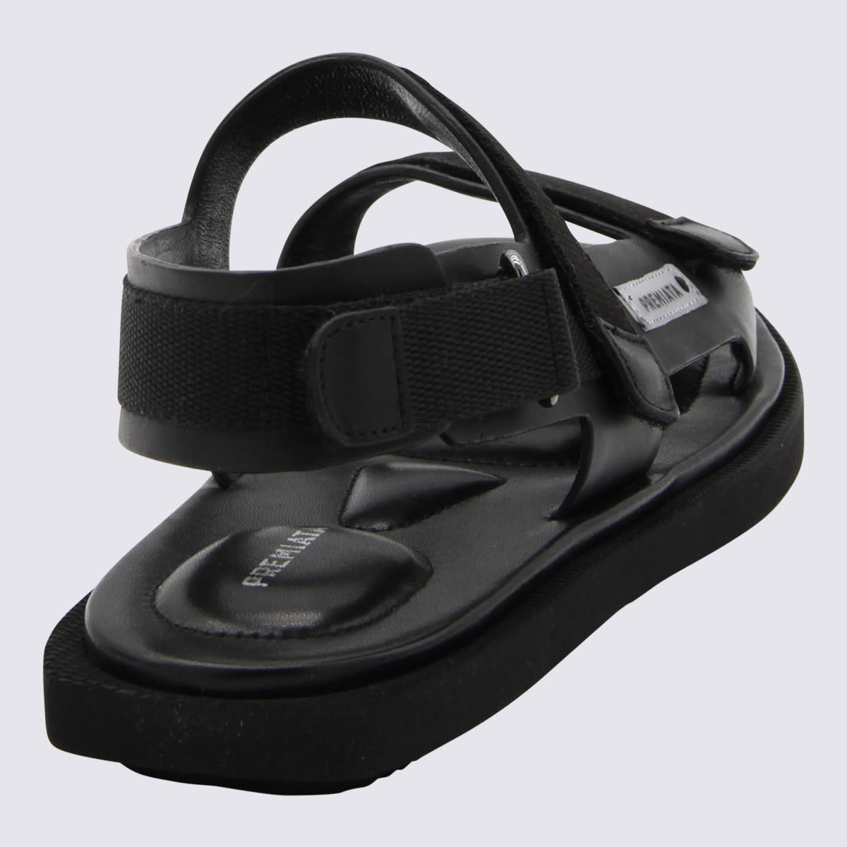 Black Leather Strap Sandals