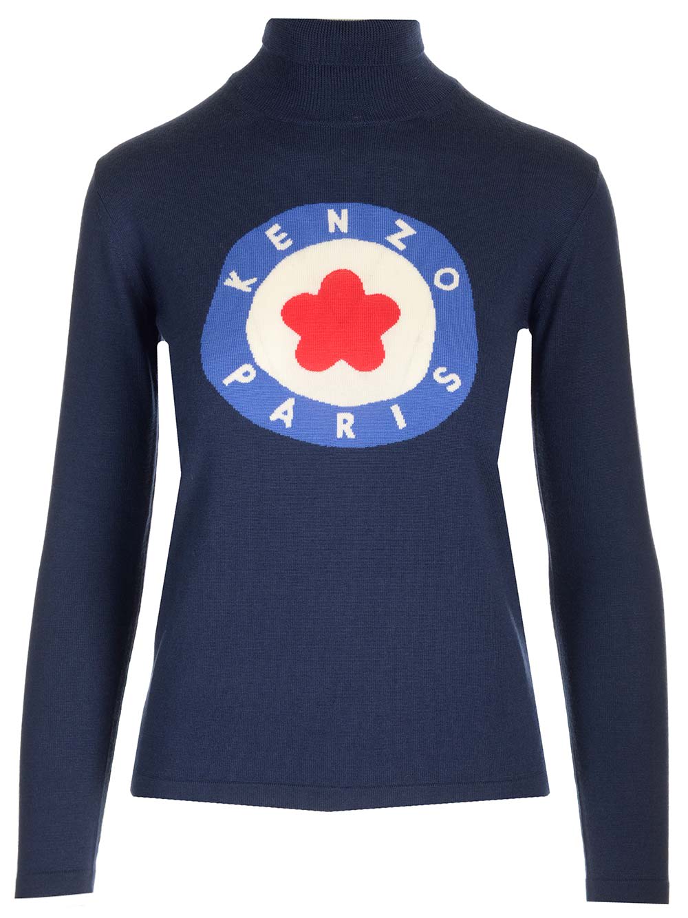 Shop Kenzo Wool Turtleneck In Midnight Blue