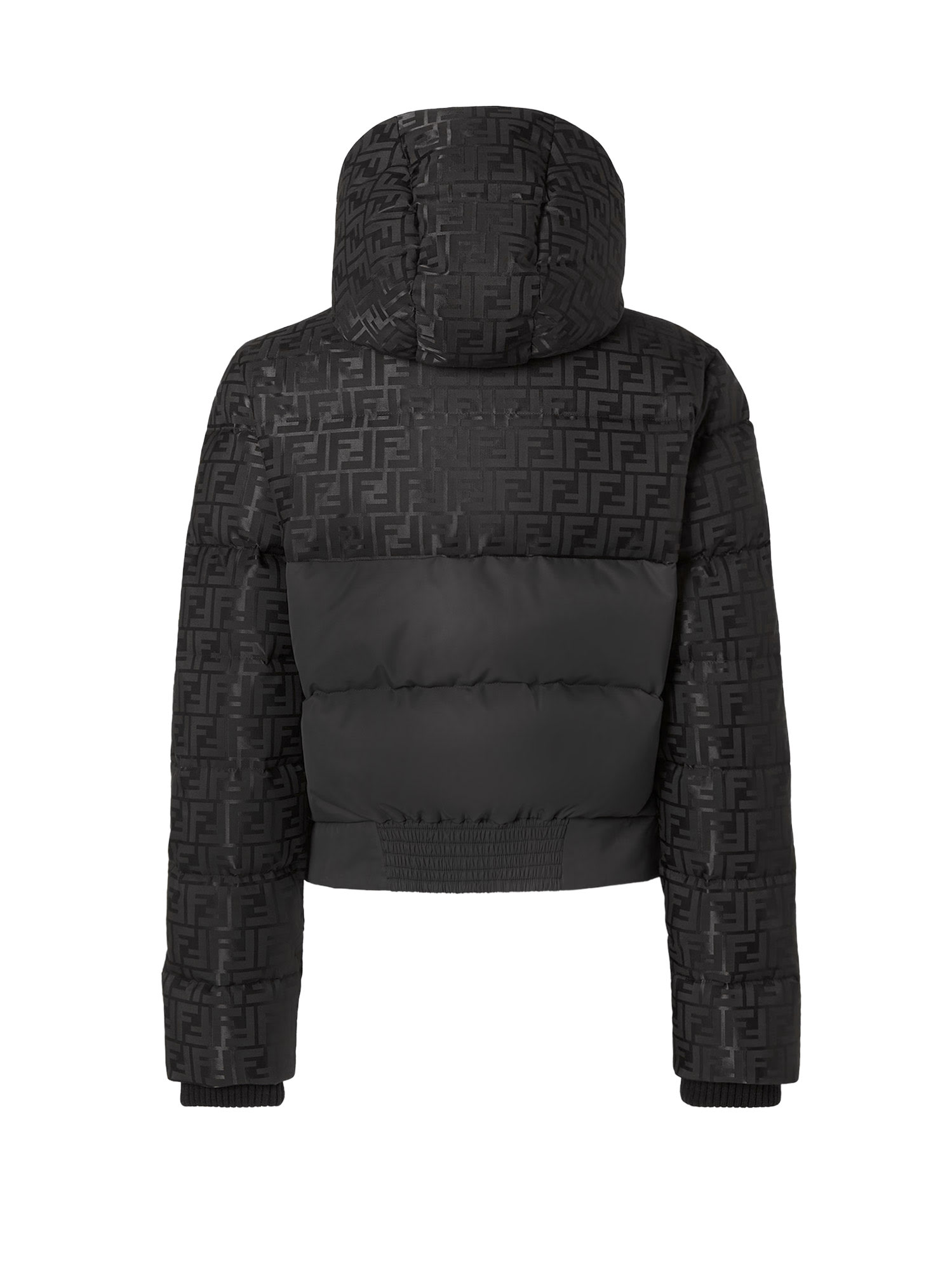 Fendi Women Padded Jacket In Ff Jacquard Technical Fabric In Black