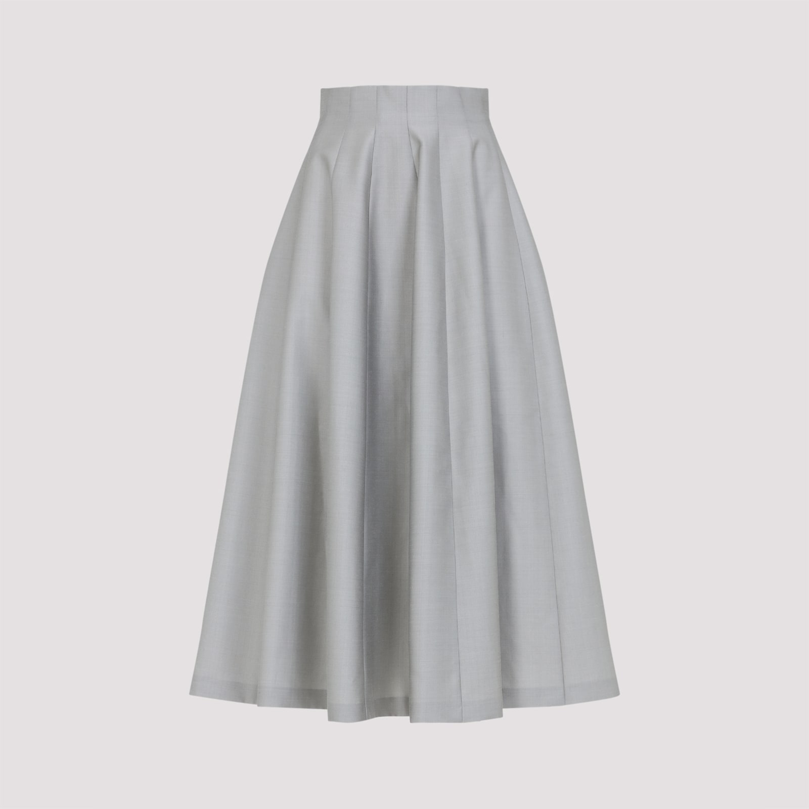 Alberta Ferretti High-waisted Midi Skirt With Structured Pleats In Gray