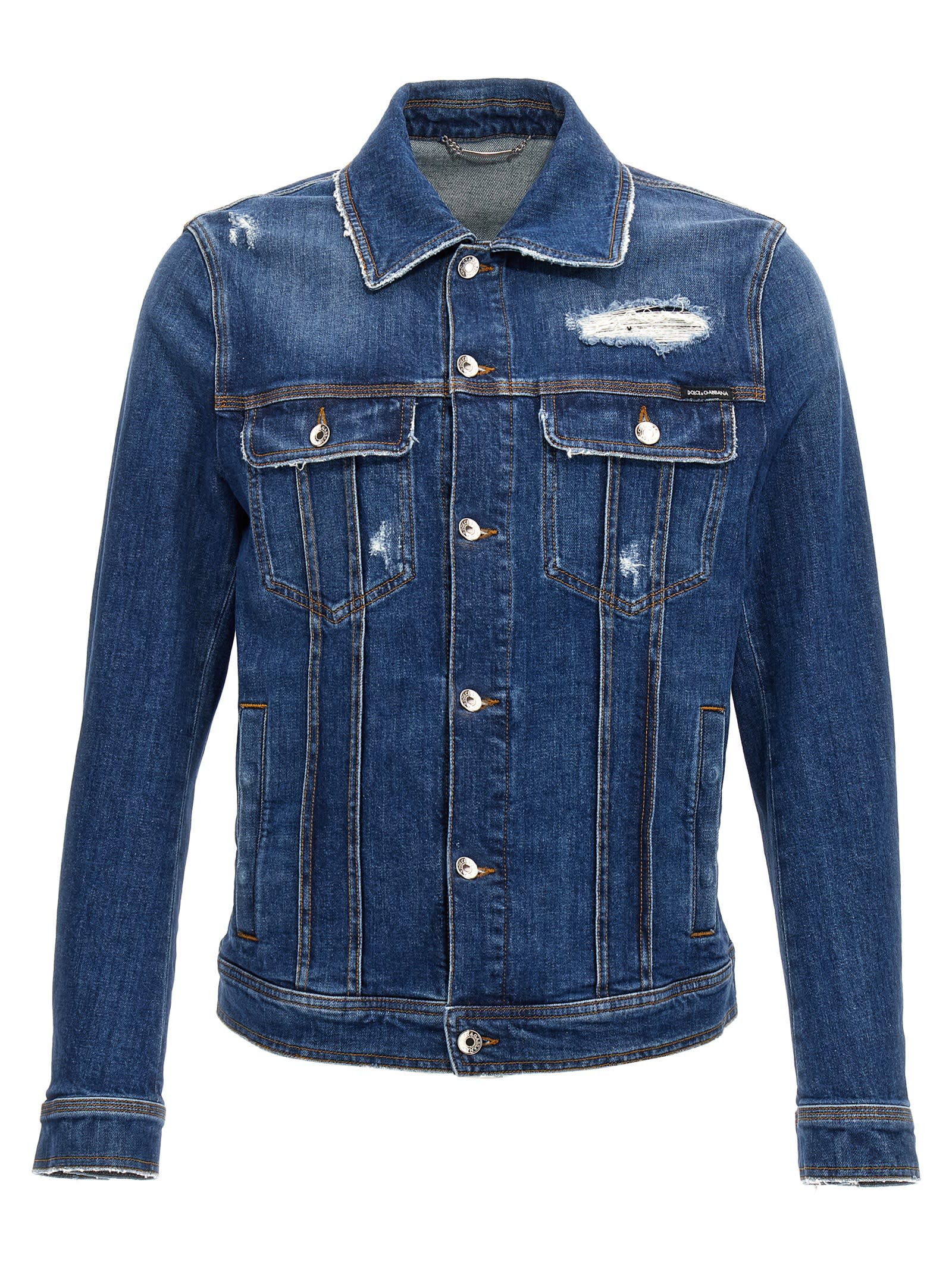 Shop Dolce & Gabbana Denim Jacket With Used Effect In Blue