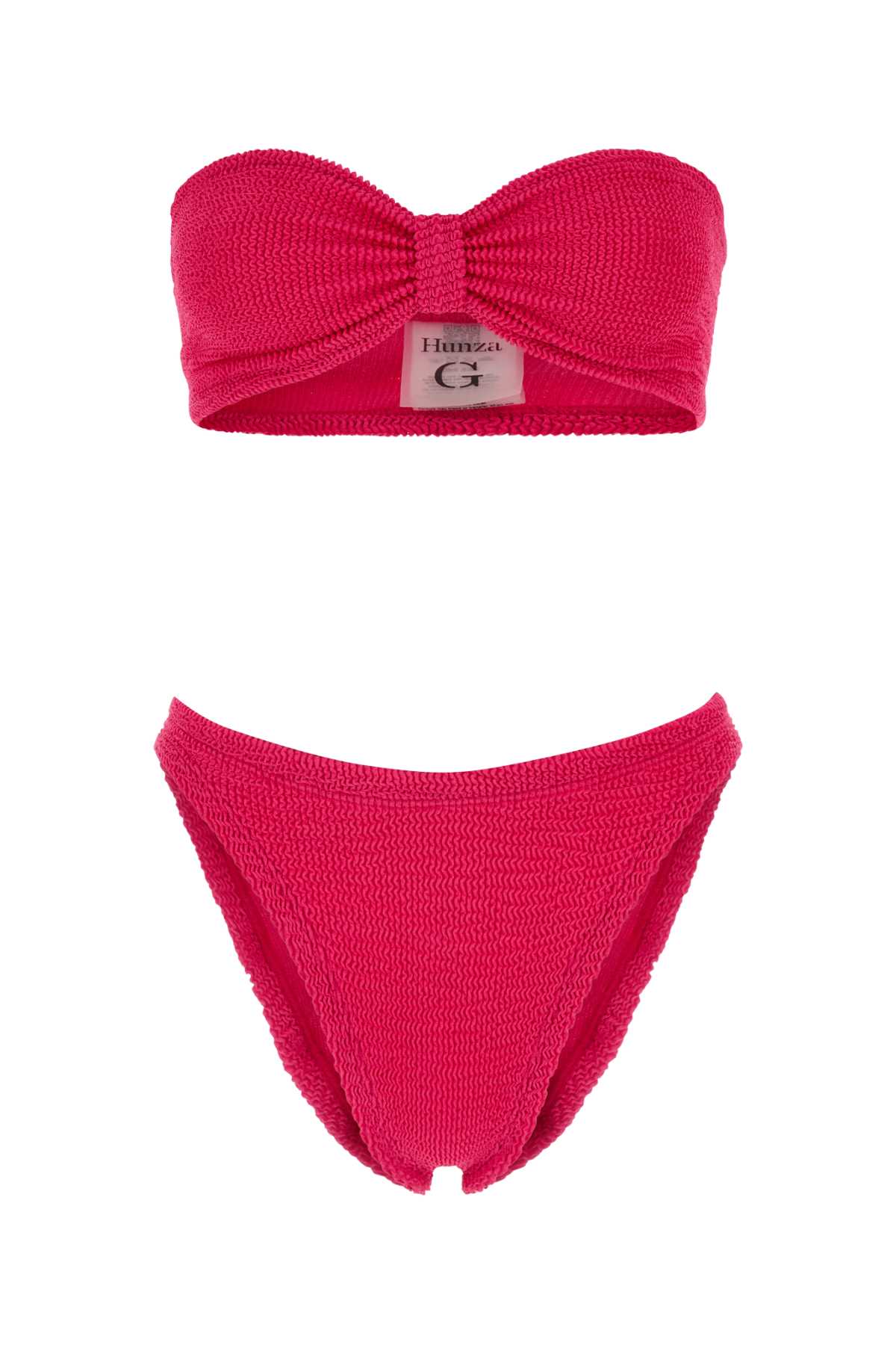 Shop Hunza G Fuchsia Stretch Nylon Jean Bikini In Metallicraspberry