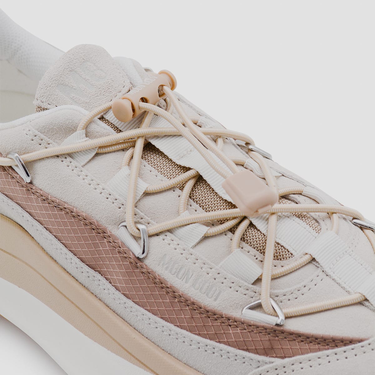 Moon Boot White And Beige Moon247 Xlace Sneakers In Neutral
