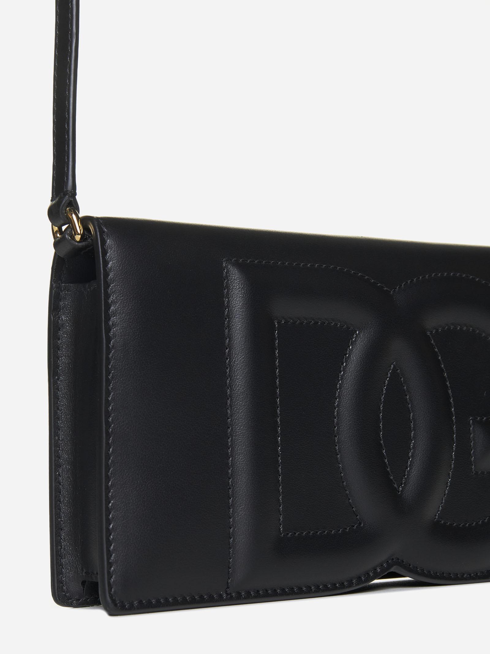 Shop Dolce & Gabbana Dg Logo Leather Crossbody Bag In Black