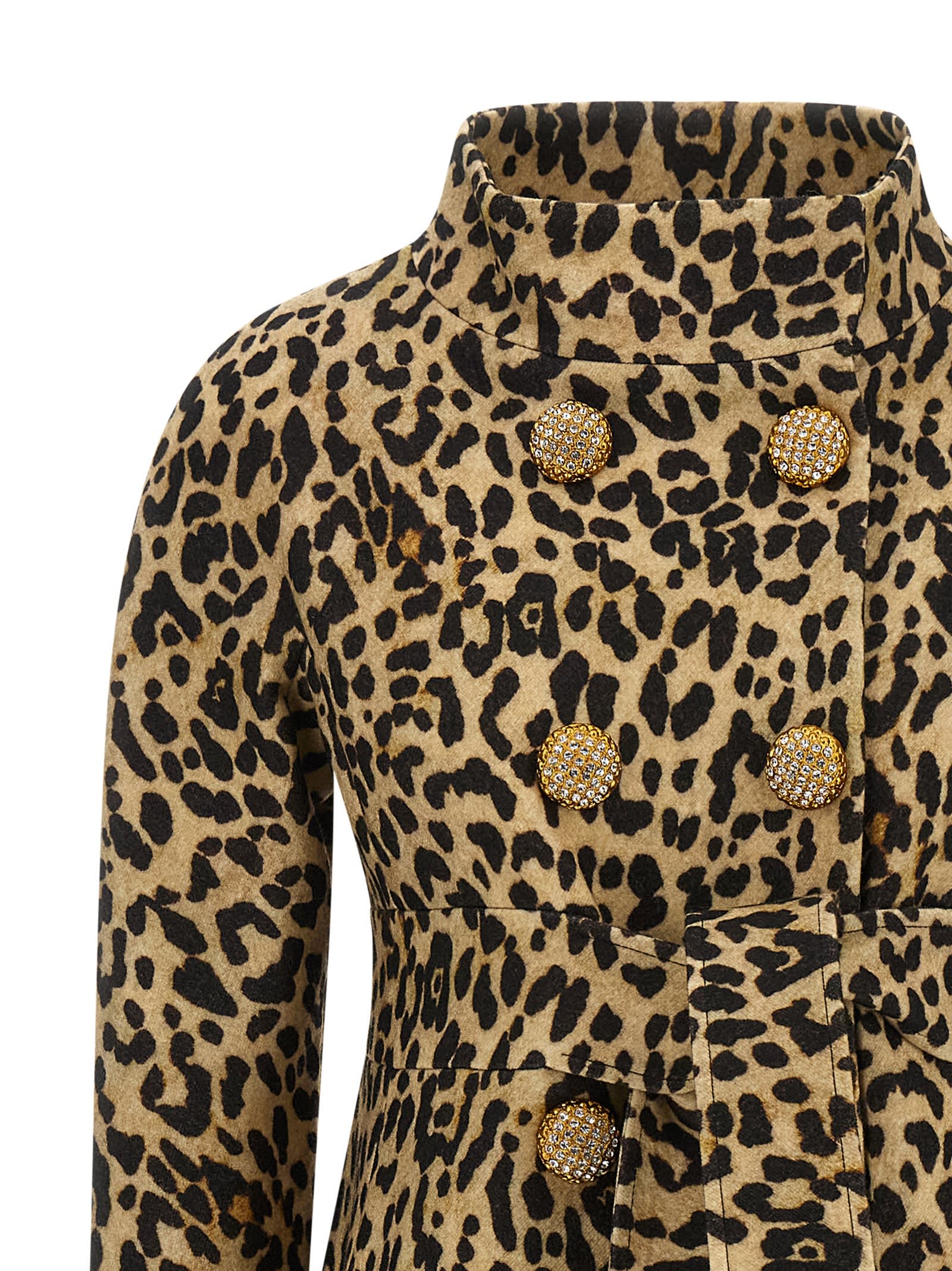 Valentino Leopard Print Belted Coat In Brown