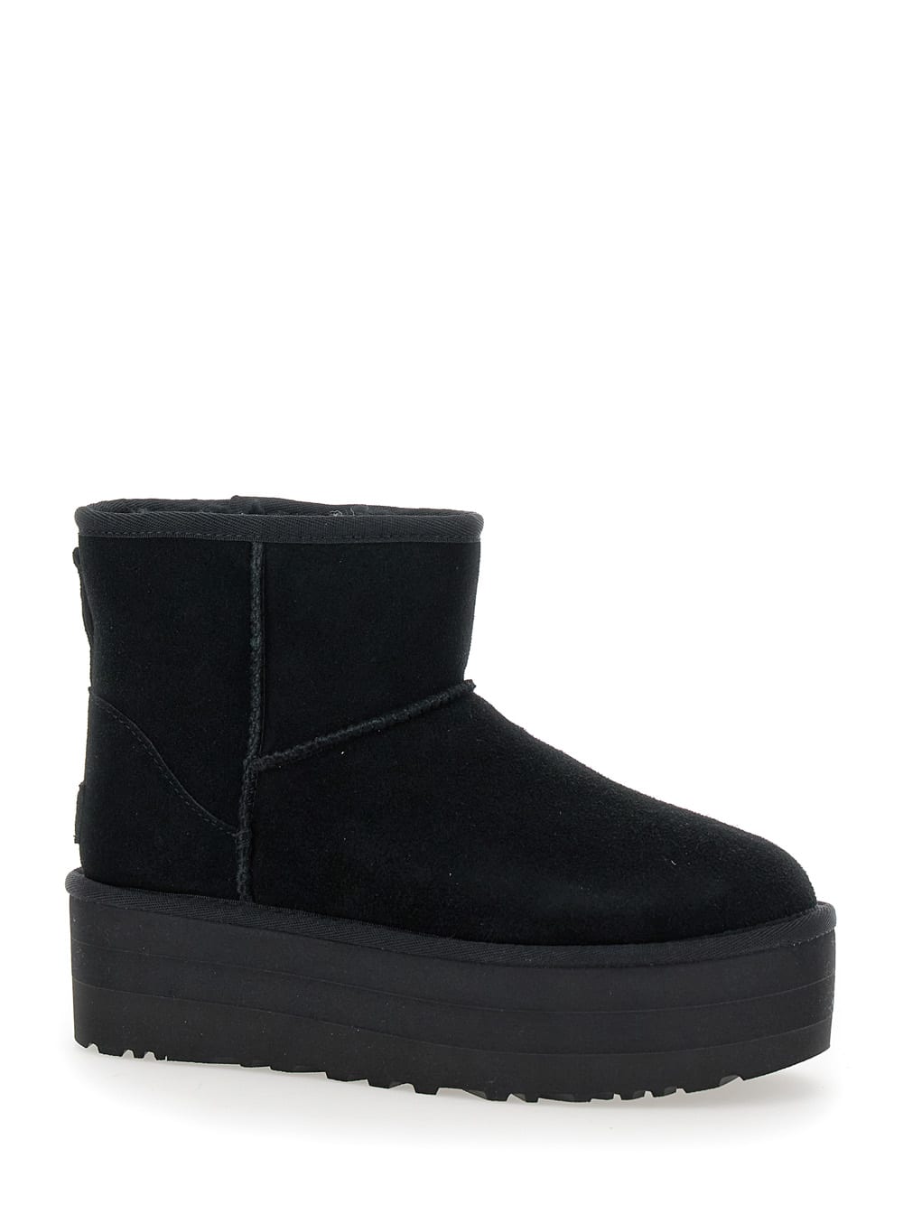 Shop Ugg Classic Mini Platform Black Ankle Boots With Platform In Suede Woman