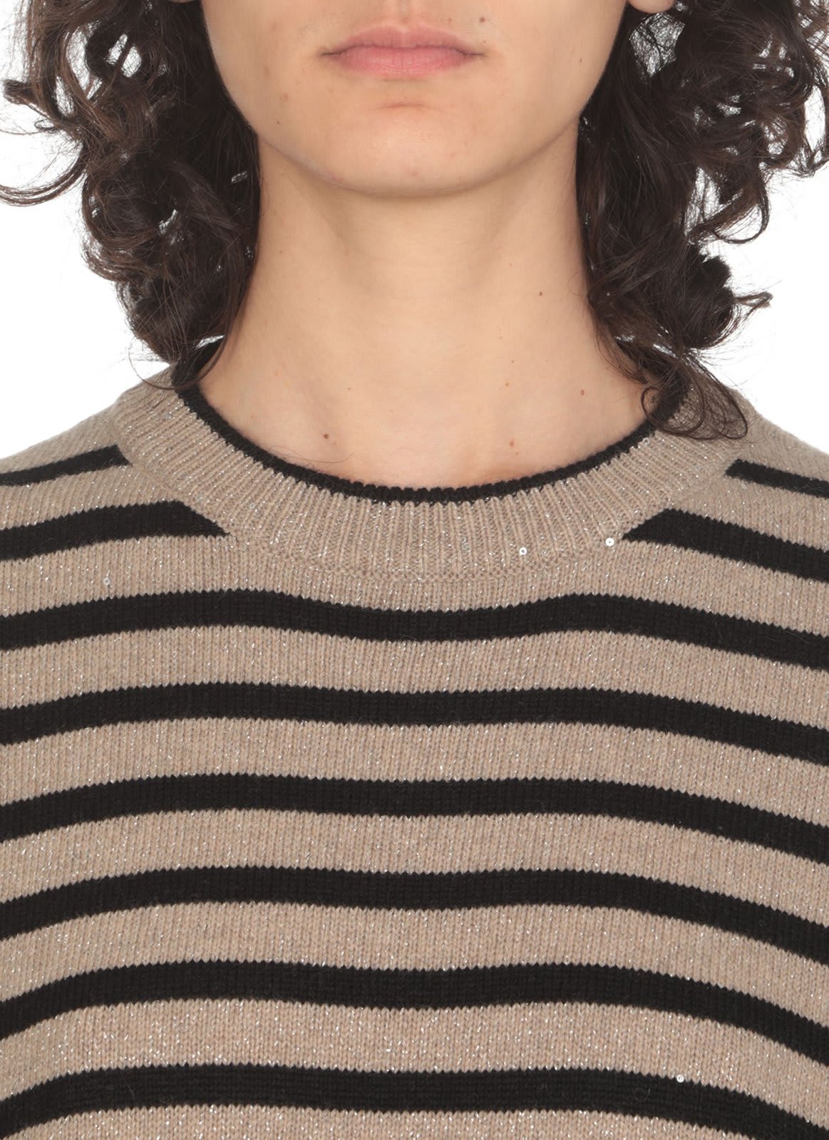 Shop Brunello Cucinelli Striped Knitted Jumper In Brown