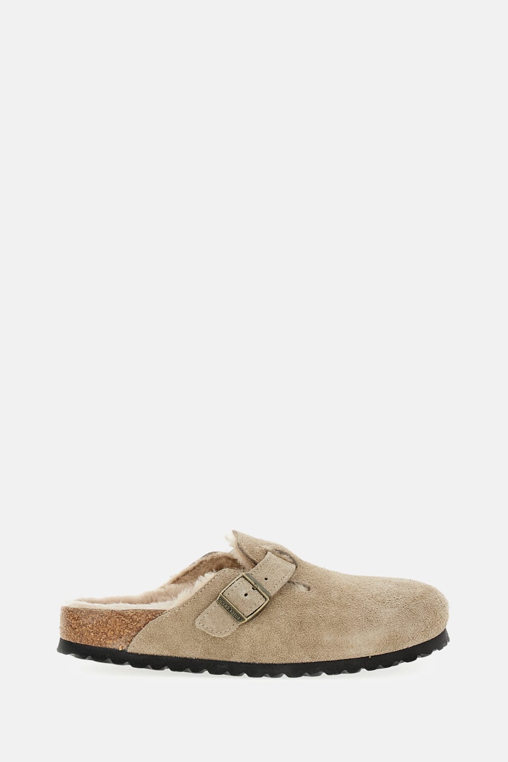 Birkenstock Boston Shearling Suede Slippers In Brown