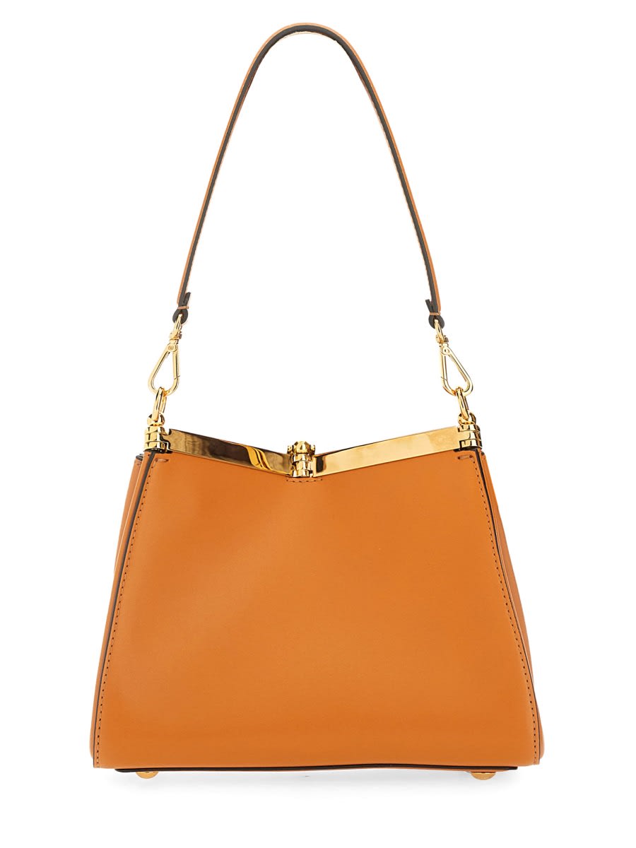 Etro Small Vela Leather Shoulder Bag In Orange