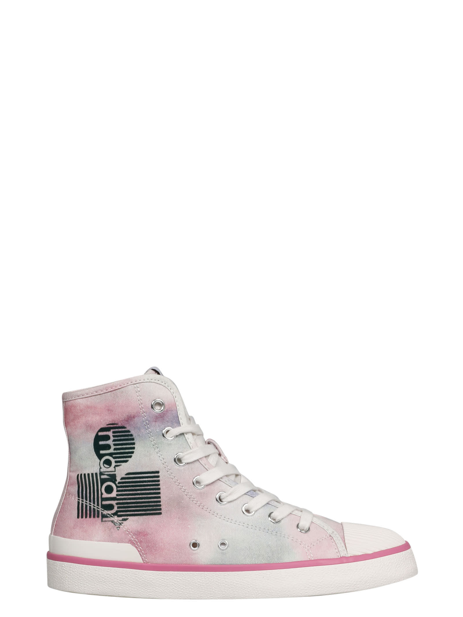 Isabel Marant Benkeen Denim High-top Logo Sneakers In Pink & Purple