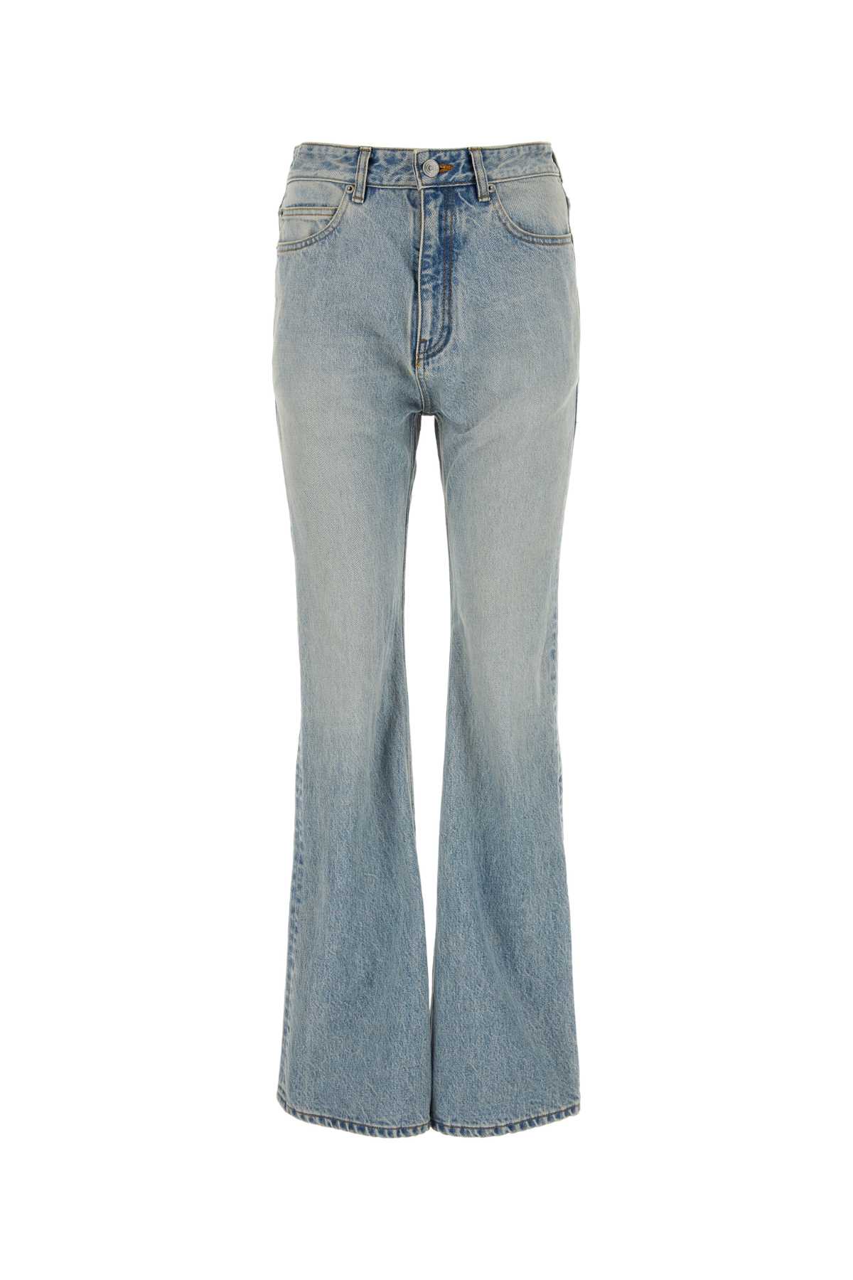 Balenciaga Light Blue Denim Wide-leg Jeans In Lightindigomadder