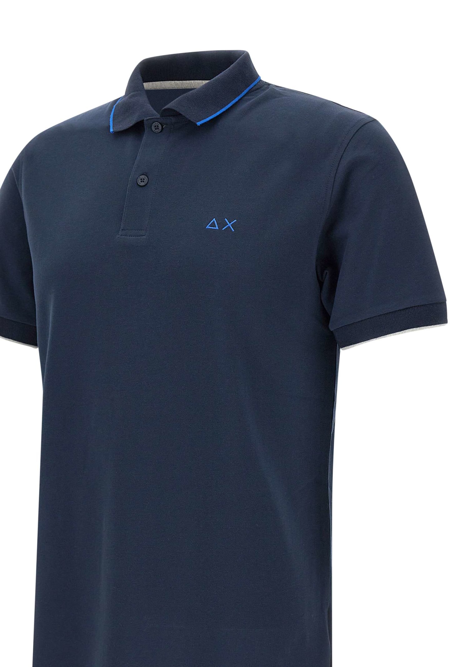 Shop Sun 68 Small Stripe Cotton Polo Shirt In Blu