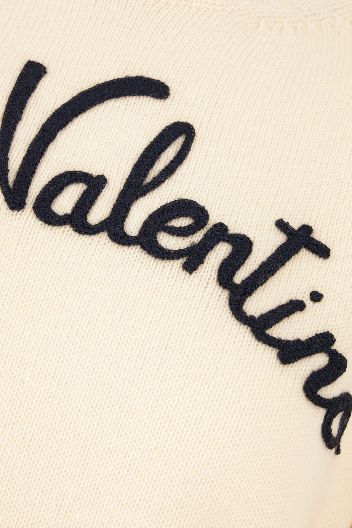 Valentino Beige Embroidered Wool Sweater In Burro
