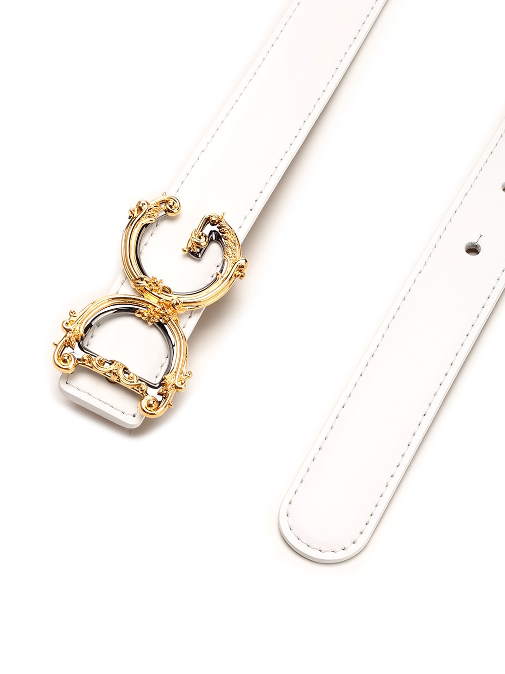 Shop Dolce & Gabbana Leather Logo Belt In White
