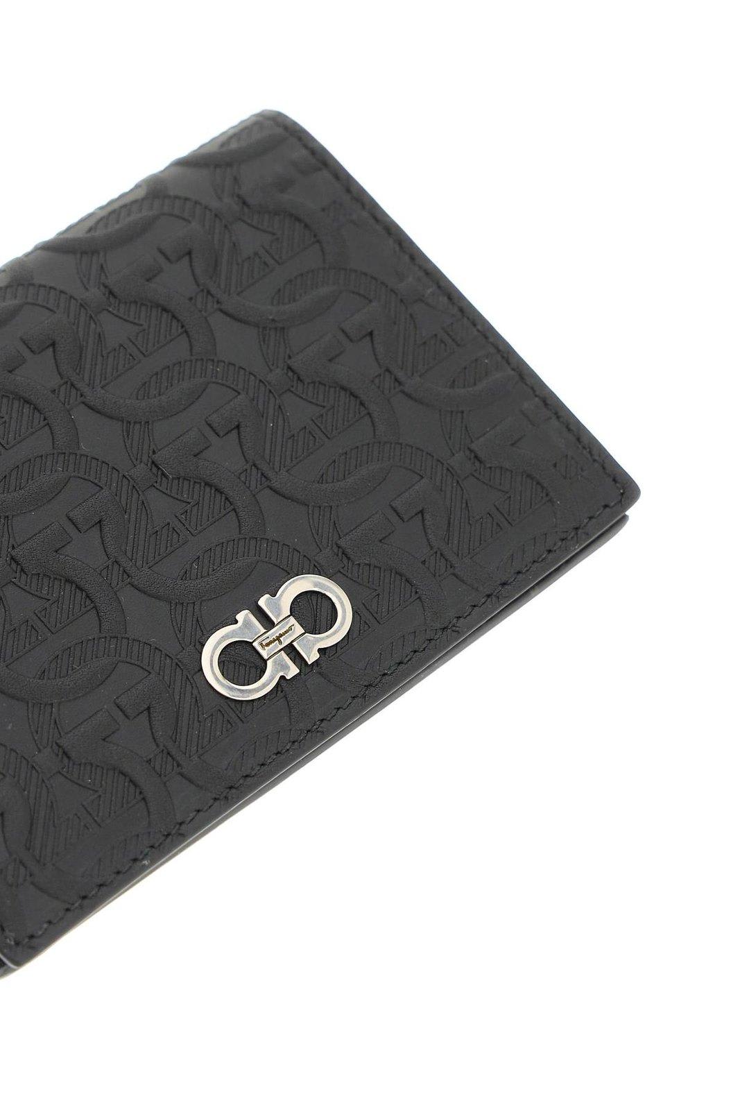 Shop Ferragamo Logo Plaque Embossed Wallet In Black