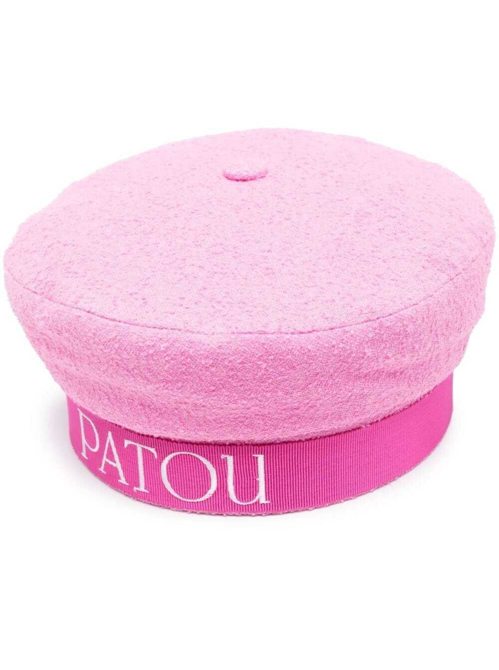 Shop Patou Pink Sailor Hat With Logo Print In Cotton Blend Wonan