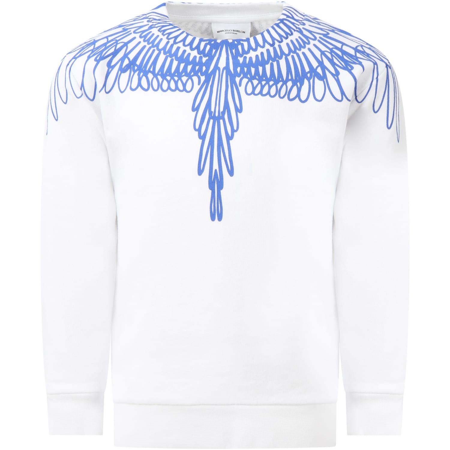 Marcelo Burlon White Sweatshirt For Kids With Iconic Wings
