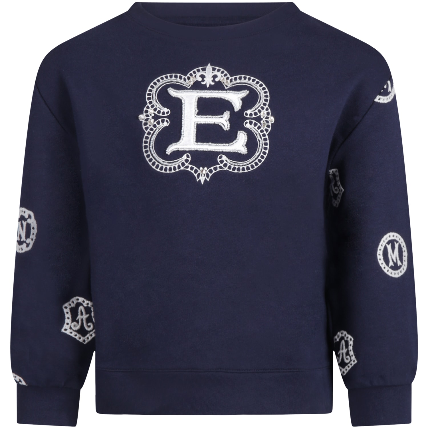 Ermanno Scervino Junior Blue Sweatshirt For Girl With Logo
