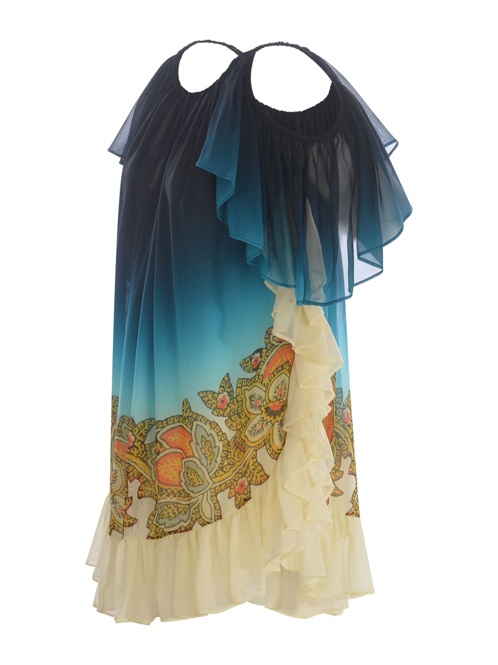 Etro Silk Dress In Azzurro