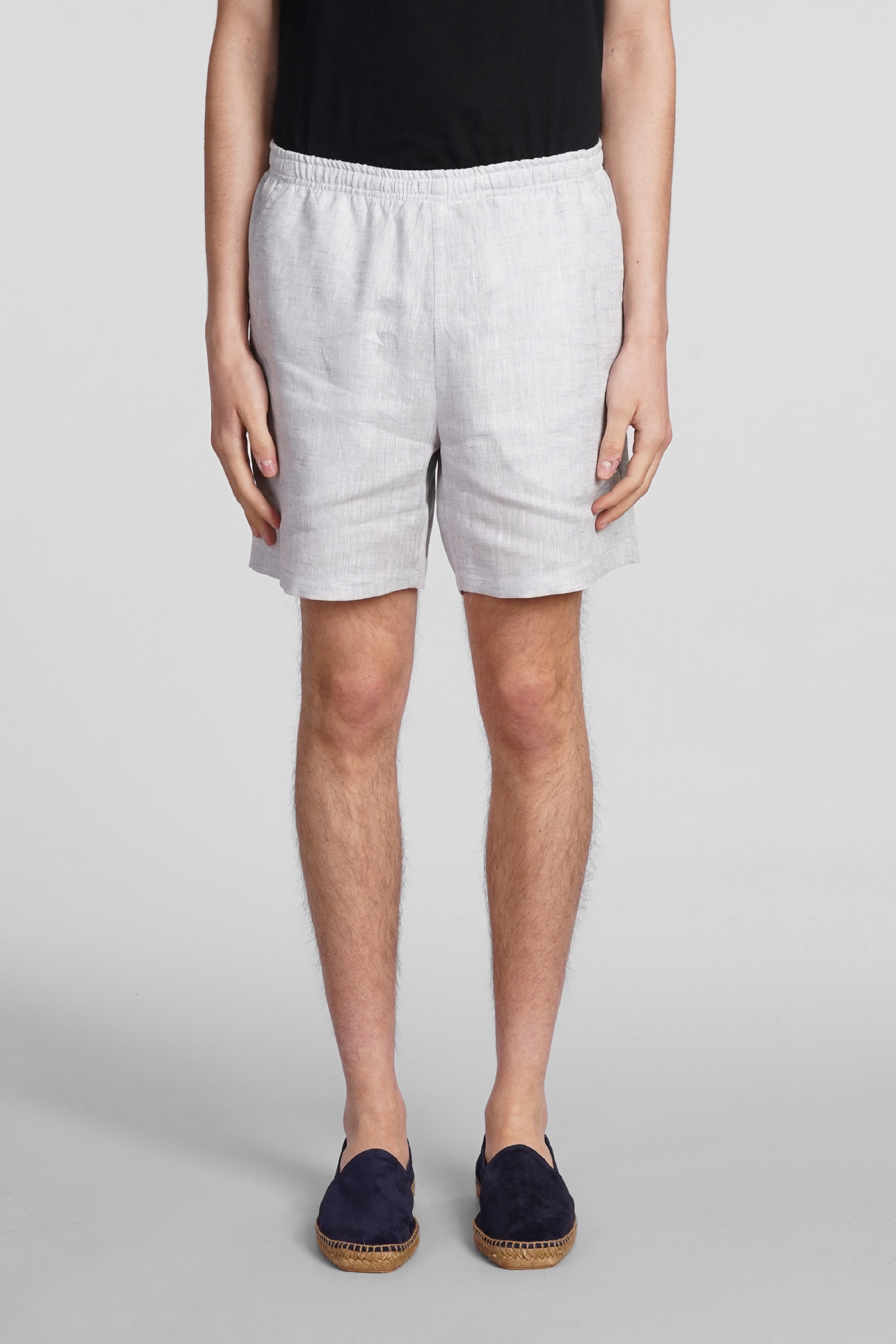 Shop Holy Caftan Bill Sd Shorts In Grey Linen