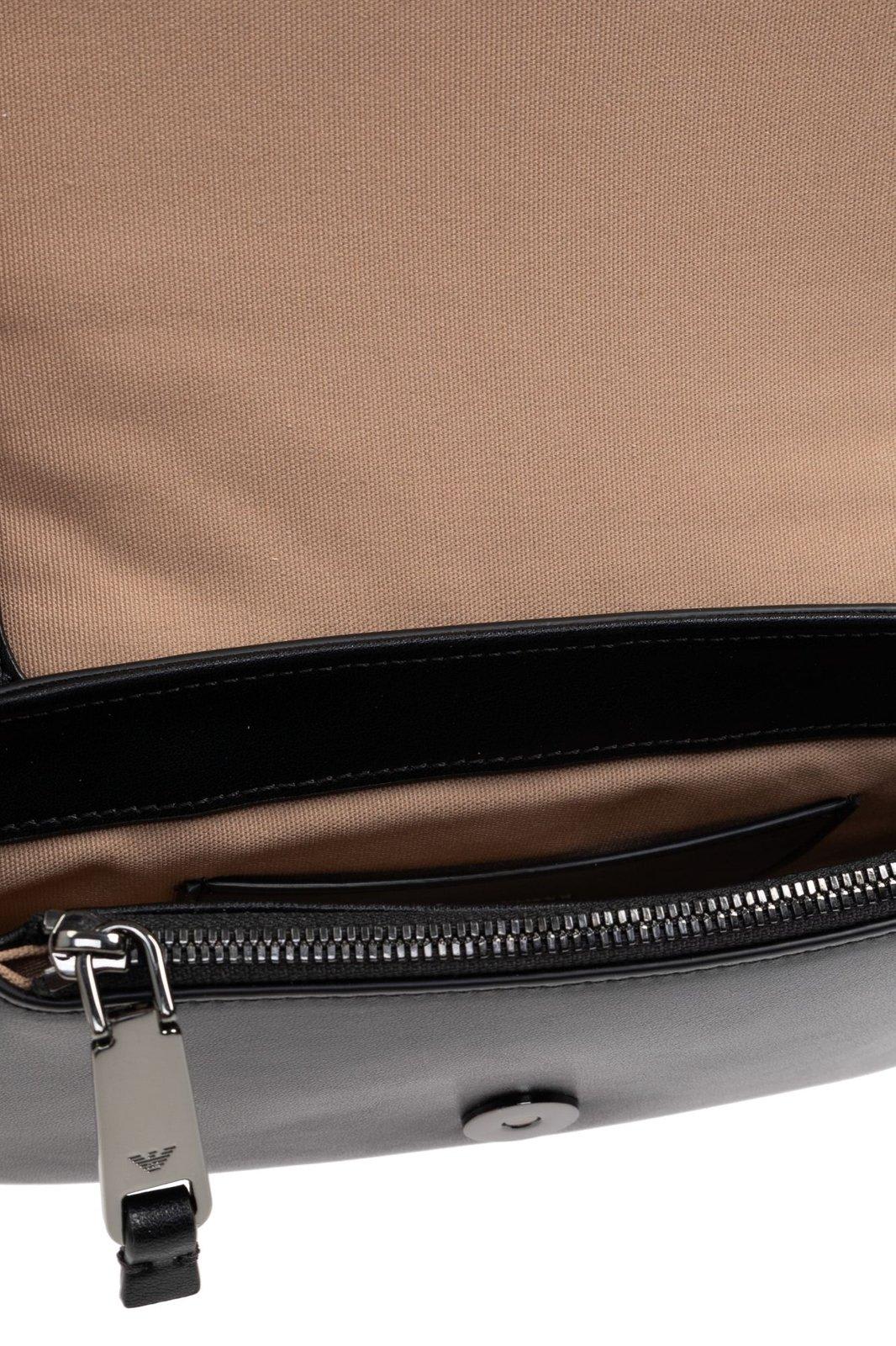 Emporio Armani Mini Bag In Interwoven Leather With Chain Shoulder Strap In Black
