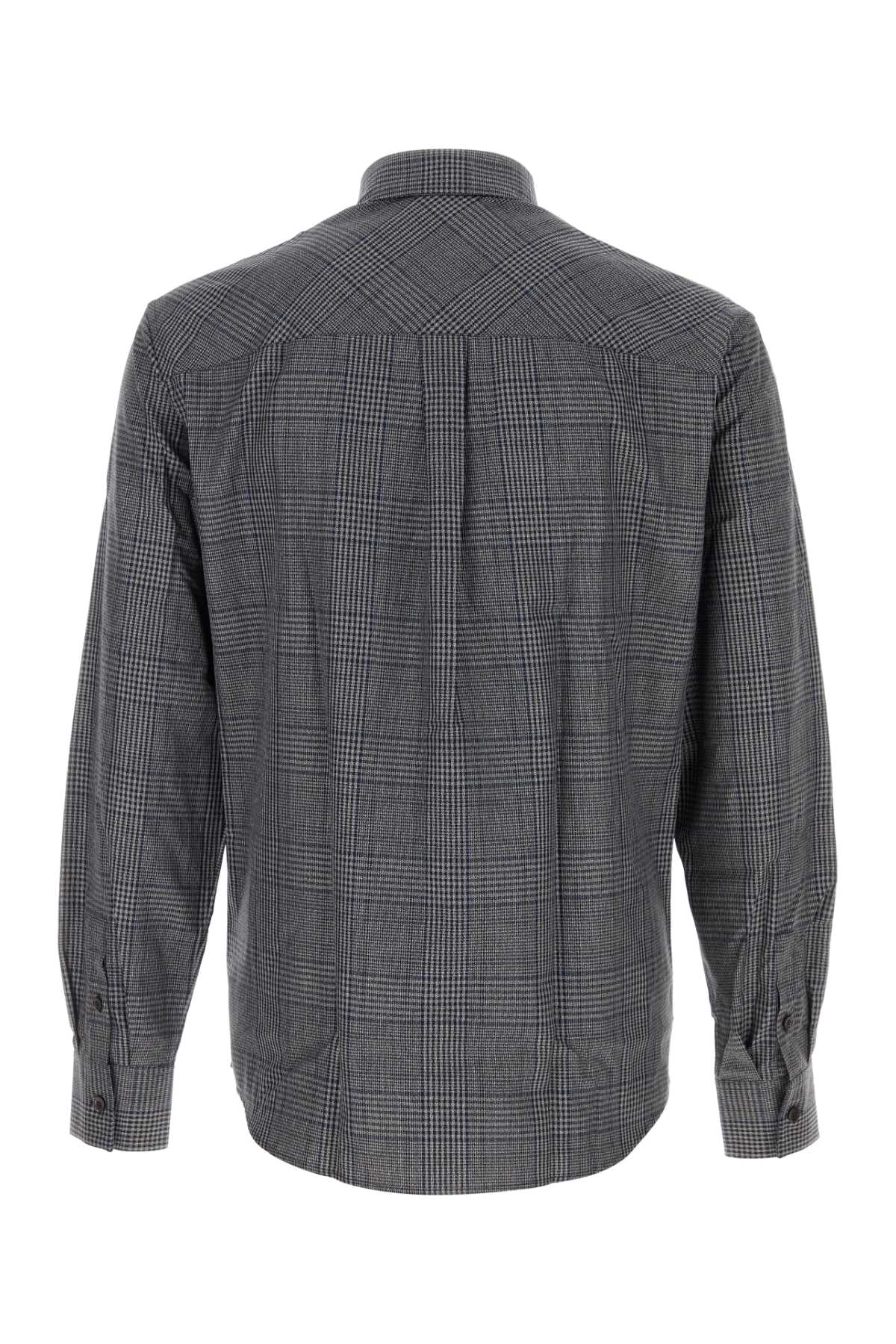 Ferragamo Embroidered Oxford Shirt In Gray