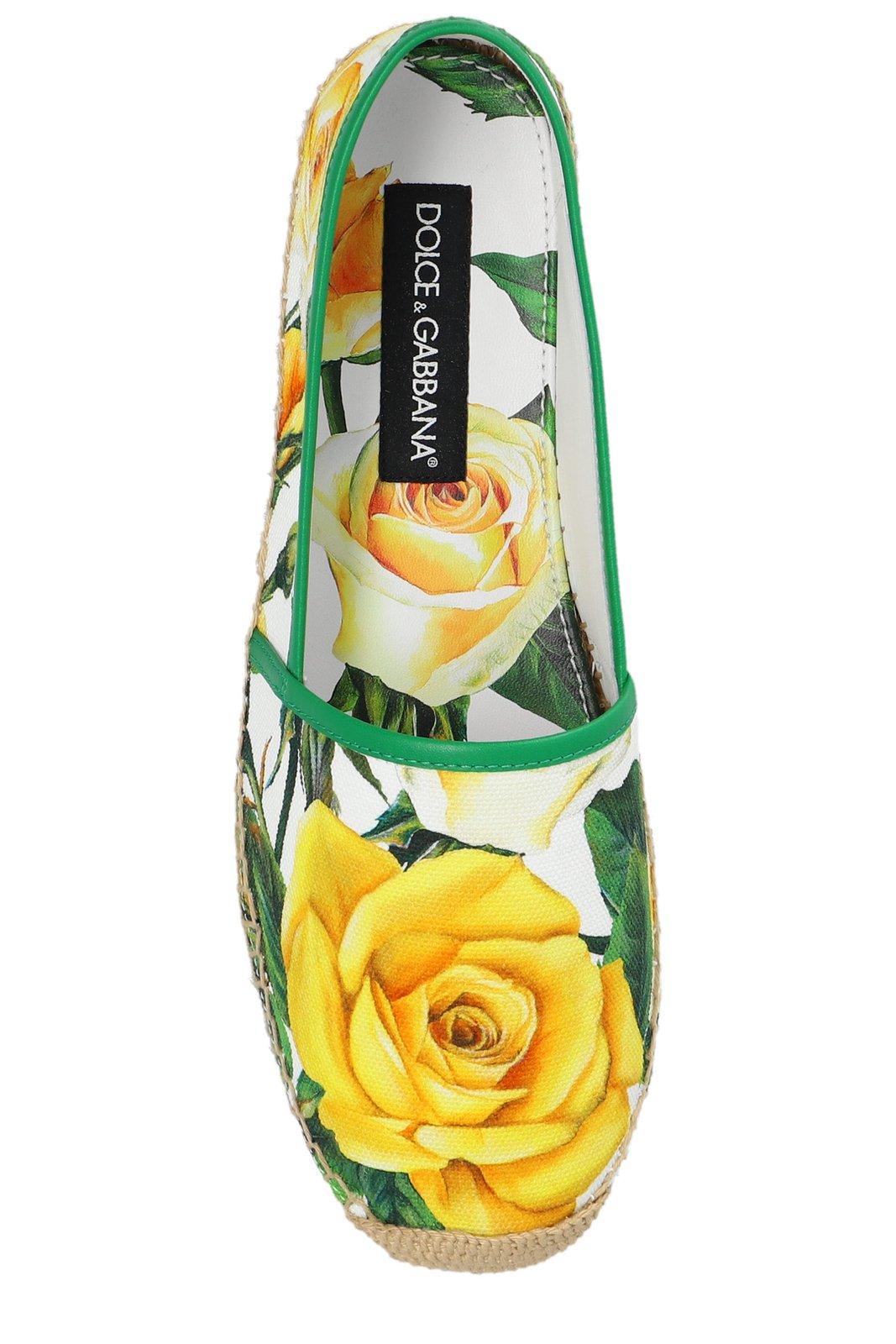 Shop Dolce & Gabbana Floral Printed Espadrilles In Gialla