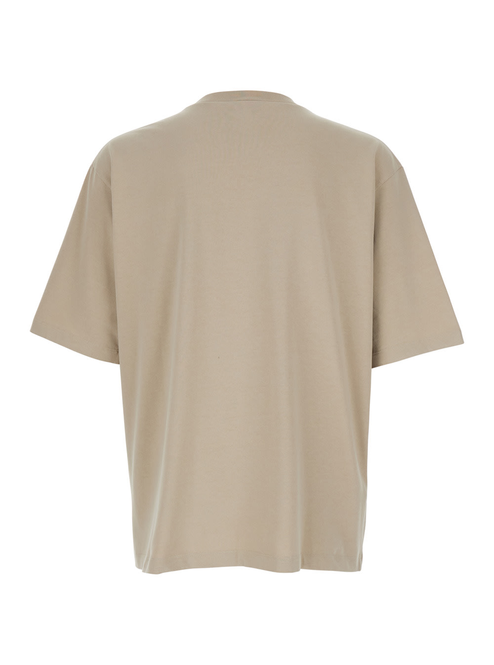 Dsquared2 Beige Crewneck T-shirt With Maxi Logo Print On The Front In Cotton Man In Neutral