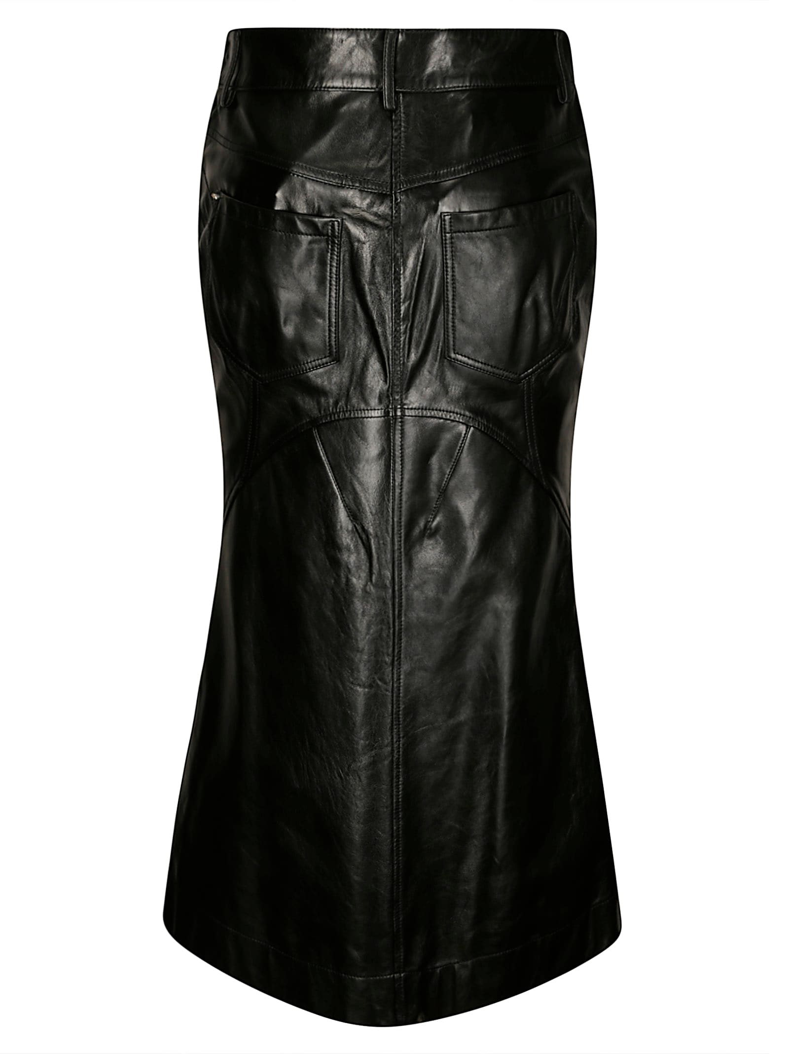 Sportmax Leather Skirt With Pockets And High Waist