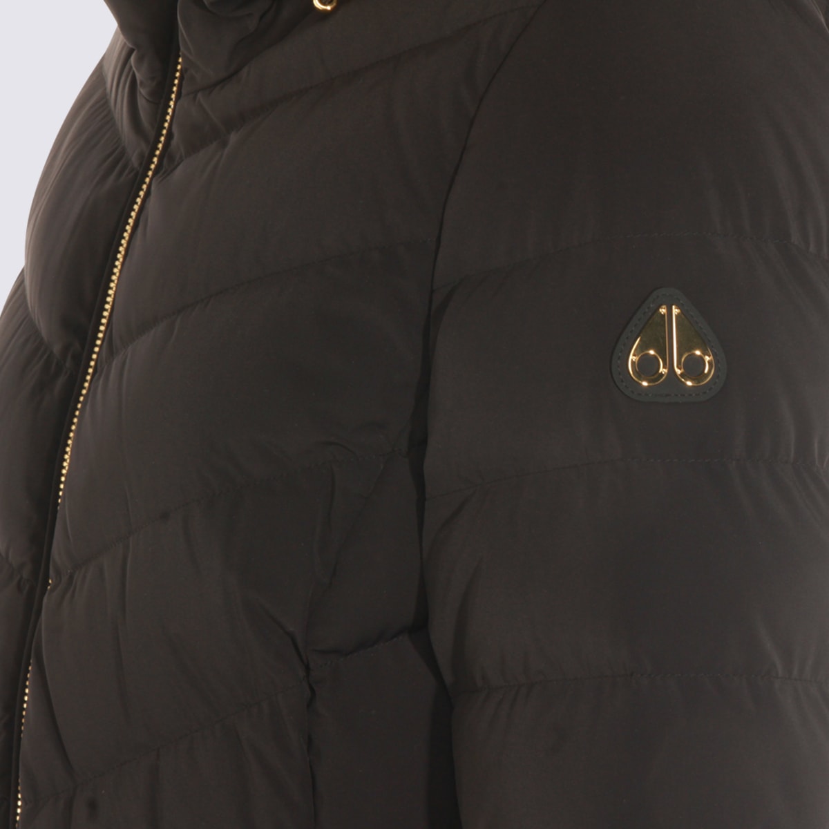 Moose Knuckles Black Nylon Down Jacket In Multi