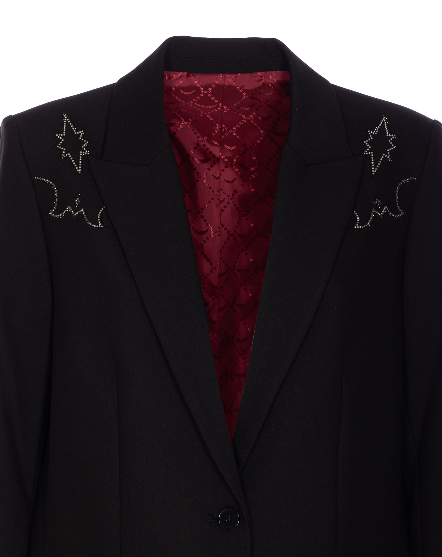 Zadig & Voltaire Crystal Embroidered V-neck Jacket In Black