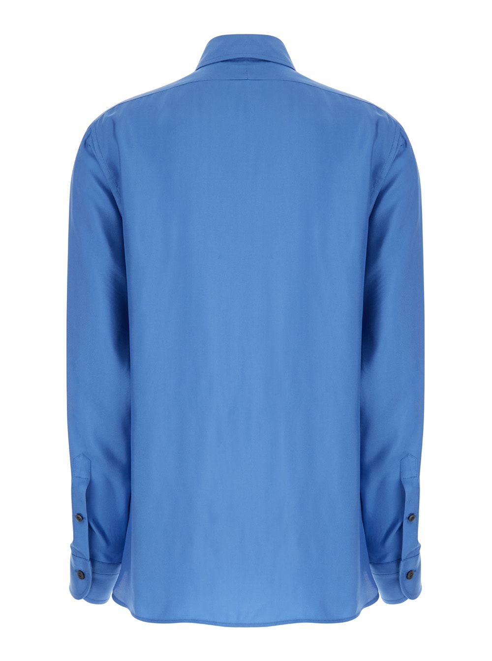 Shop Tom Ford Light-blue Pleated Shirt In Silk Blend Woman