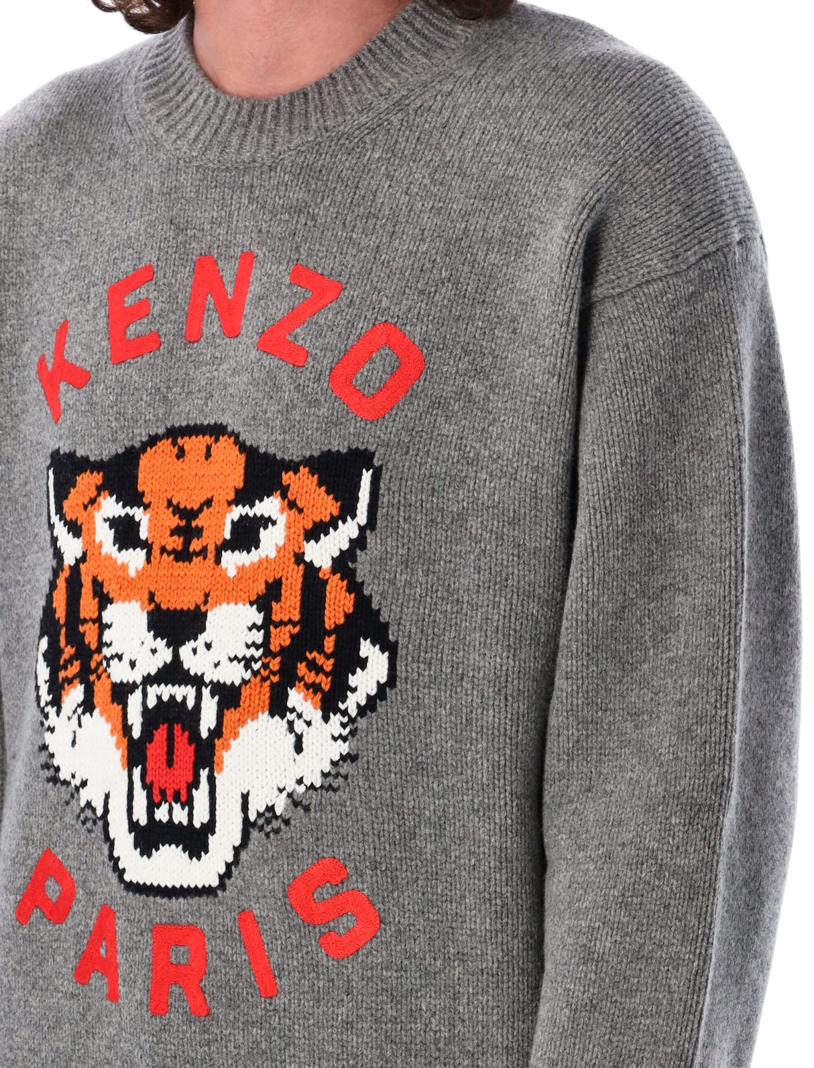 Shop Kenzo Lucky Tiger Sweater In Grey