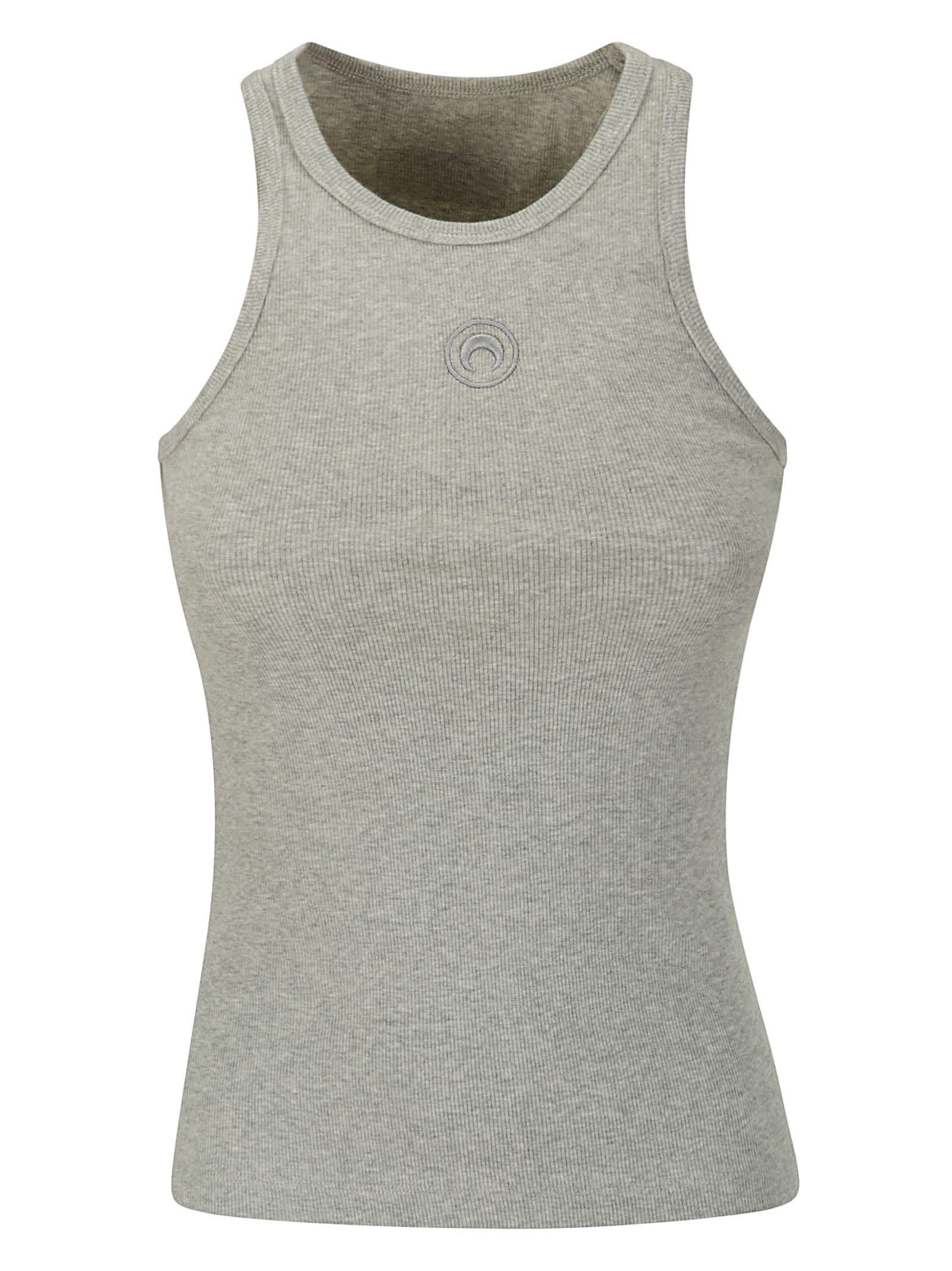 Marine Serre Ribbed Texture Sleeveless Cotton Tank Top In Grey