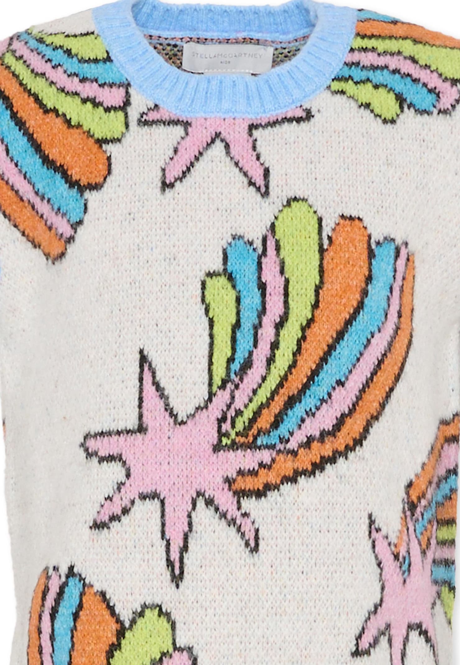 Stella Mccartney Multicolor Crewneck Vest For Girl With Shooting Stars In Multi