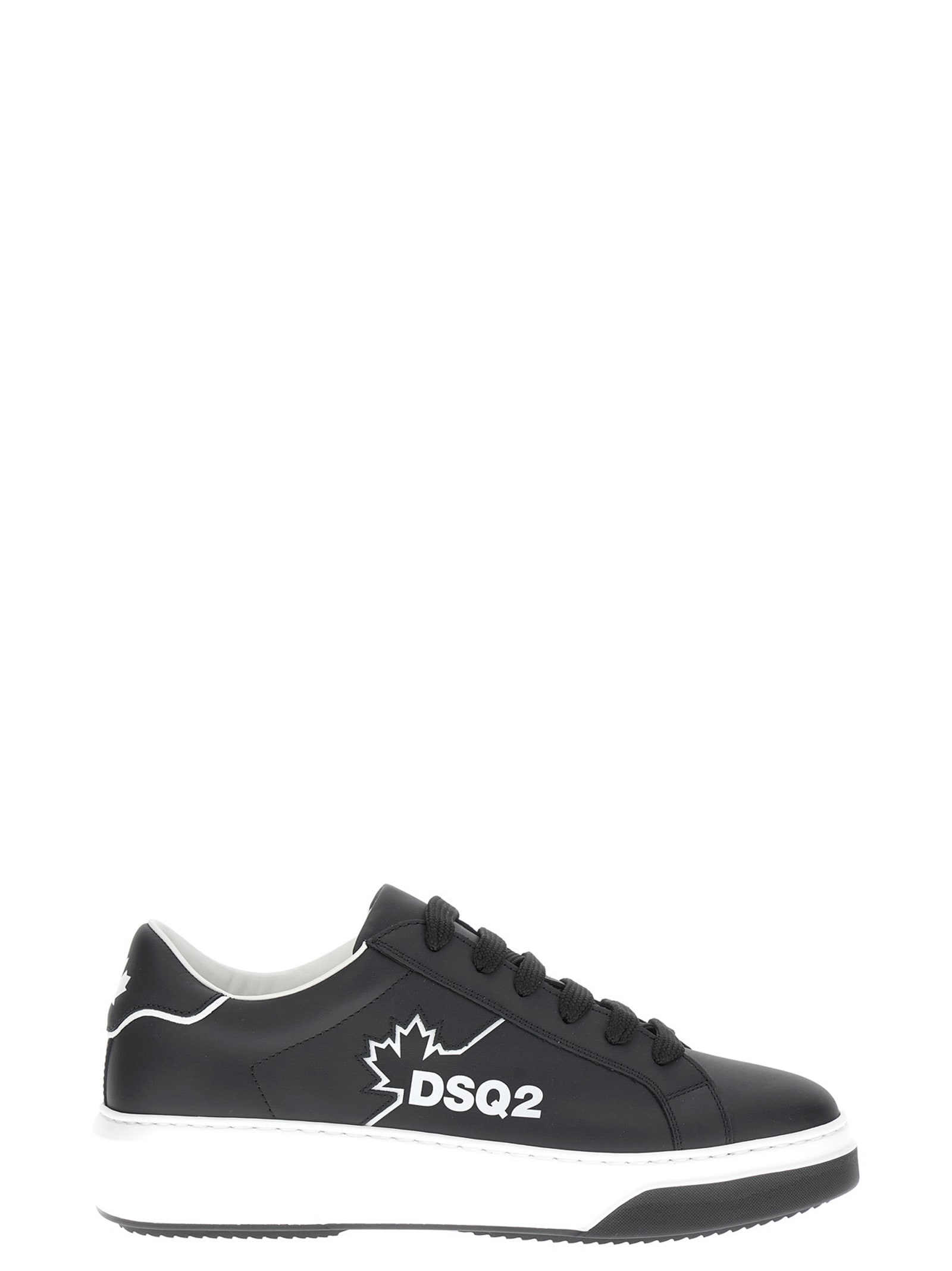 Dsquared2 Bumper Lace-up Leather Sneakers In White/black