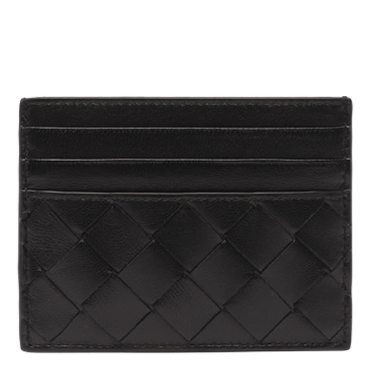 Shop Bottega Veneta Intrecciato Credit Card Case In Black