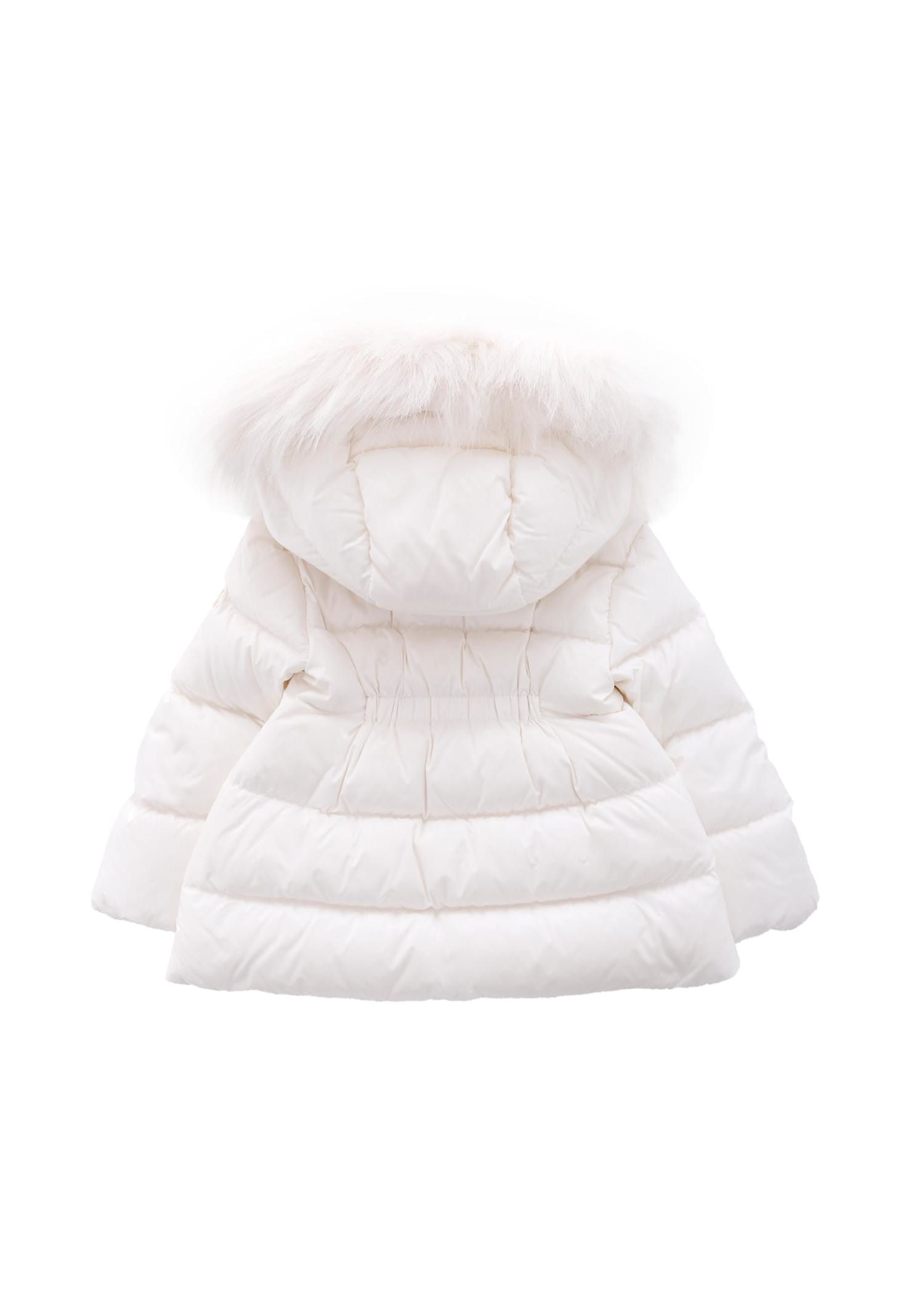 Moncler White Obie Down Jacket For Baby Girl With Logo In White