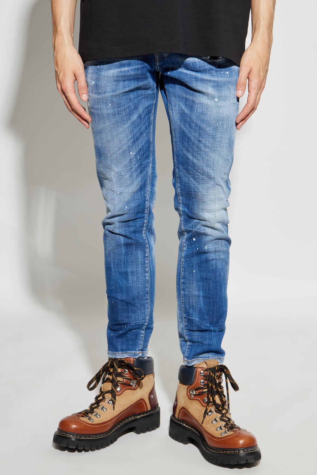 Dsquared2 Dsquared Men Slim Jeans With A Lived-in Effect In Blue